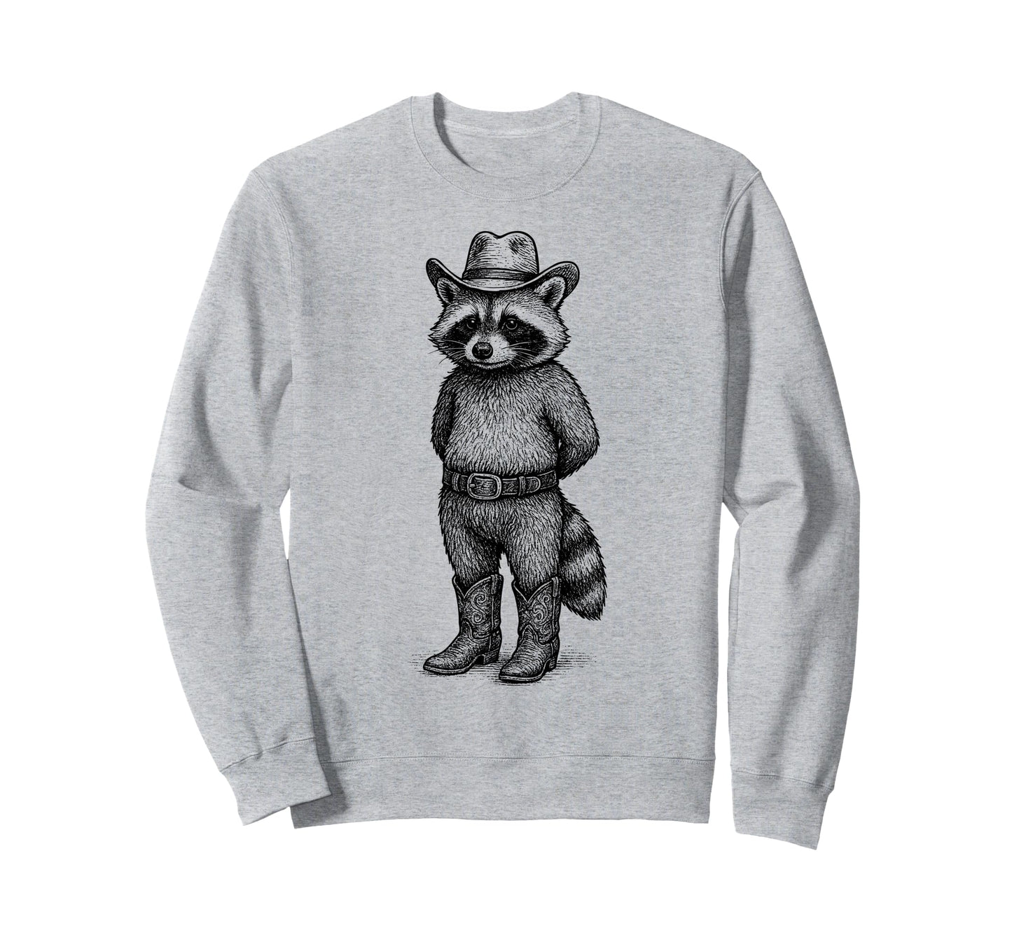 Raccoon Cowboy Cowgirl Funny Sweatshirt - Casual Everyday Wear Men Women - T-Shirt, Sweatshirt, Hoodie