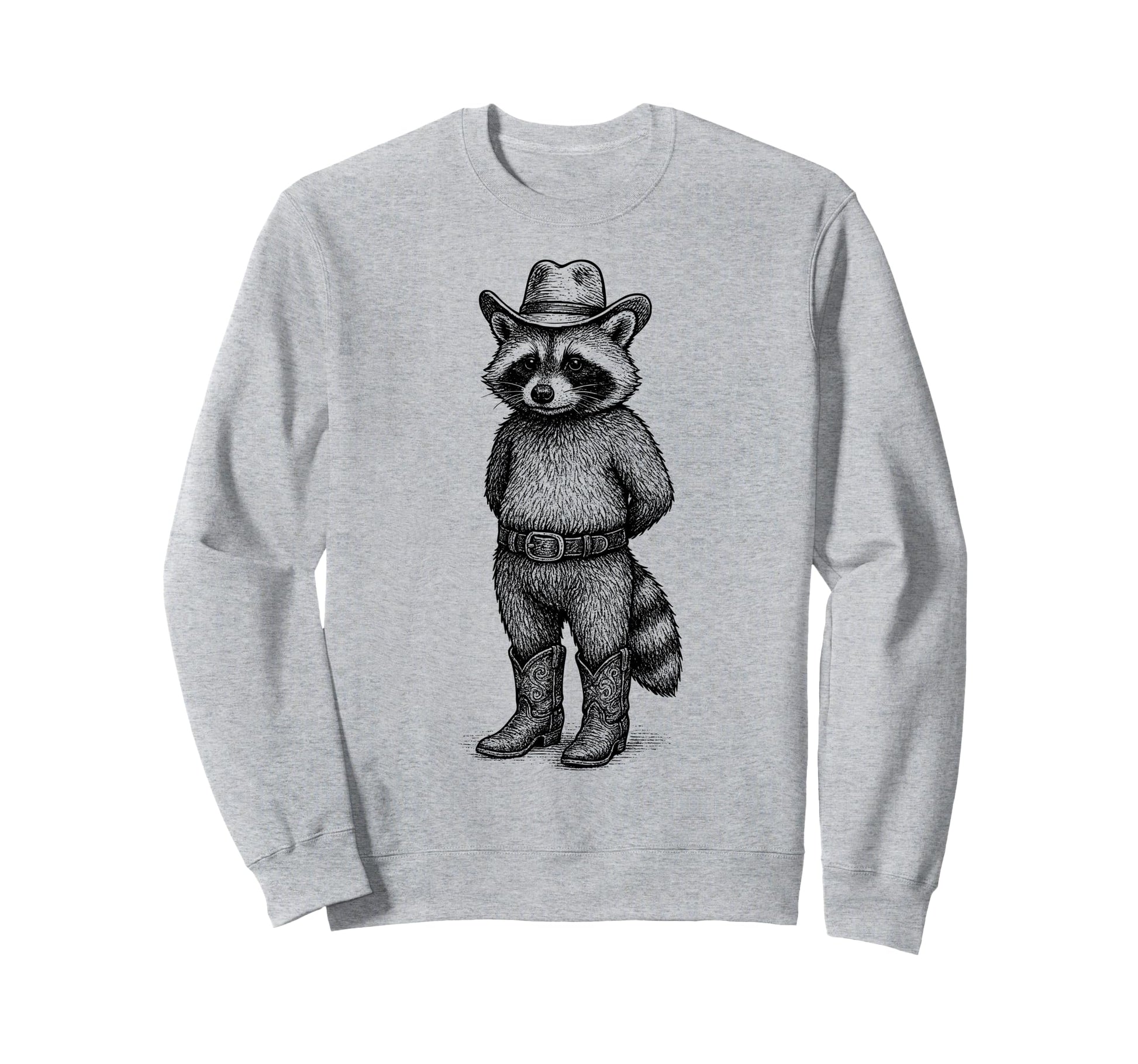 Raccoon Cowboy Cowgirl Funny Sweatshirt - Casual Everyday Wear Men Women - T-Shirt, Sweatshirt, Hoodie