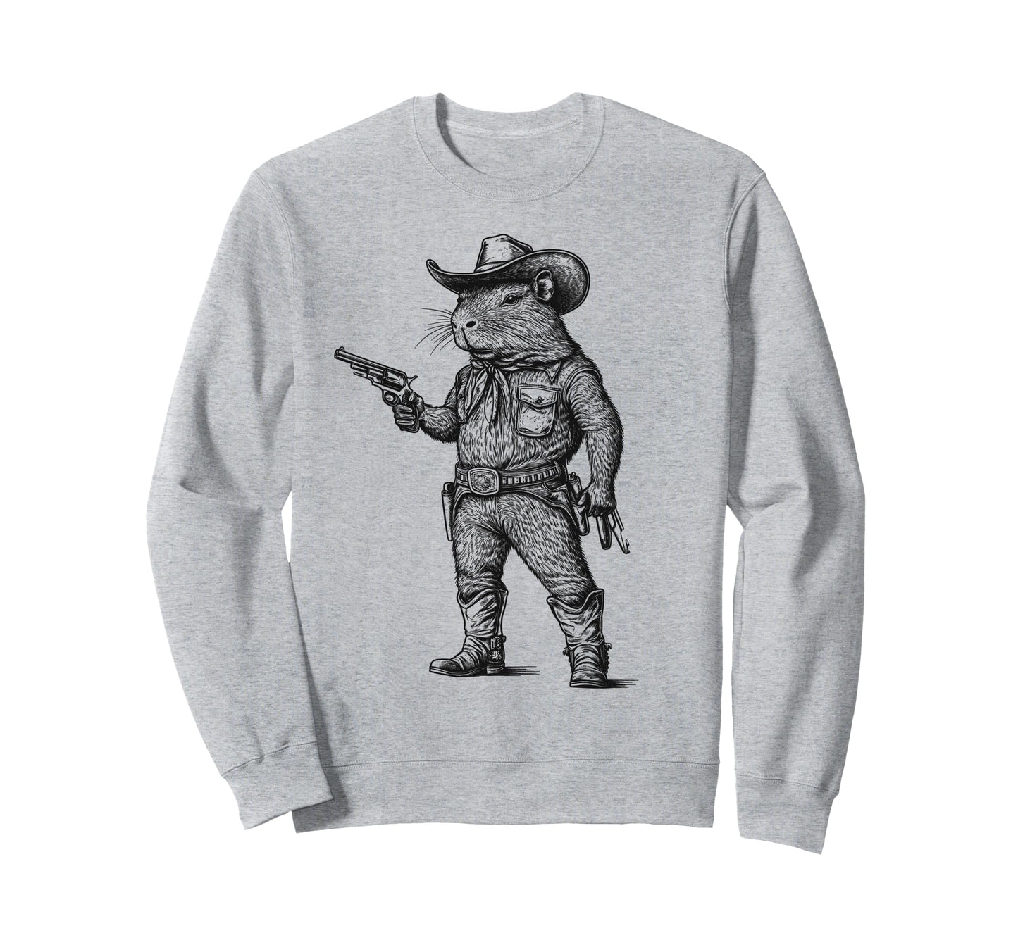 Capybara Cowboy Hat Funny Western Sweatshirt - Novelty Apparel Unisex - T-Shirt, Sweatshirt, Hoodie