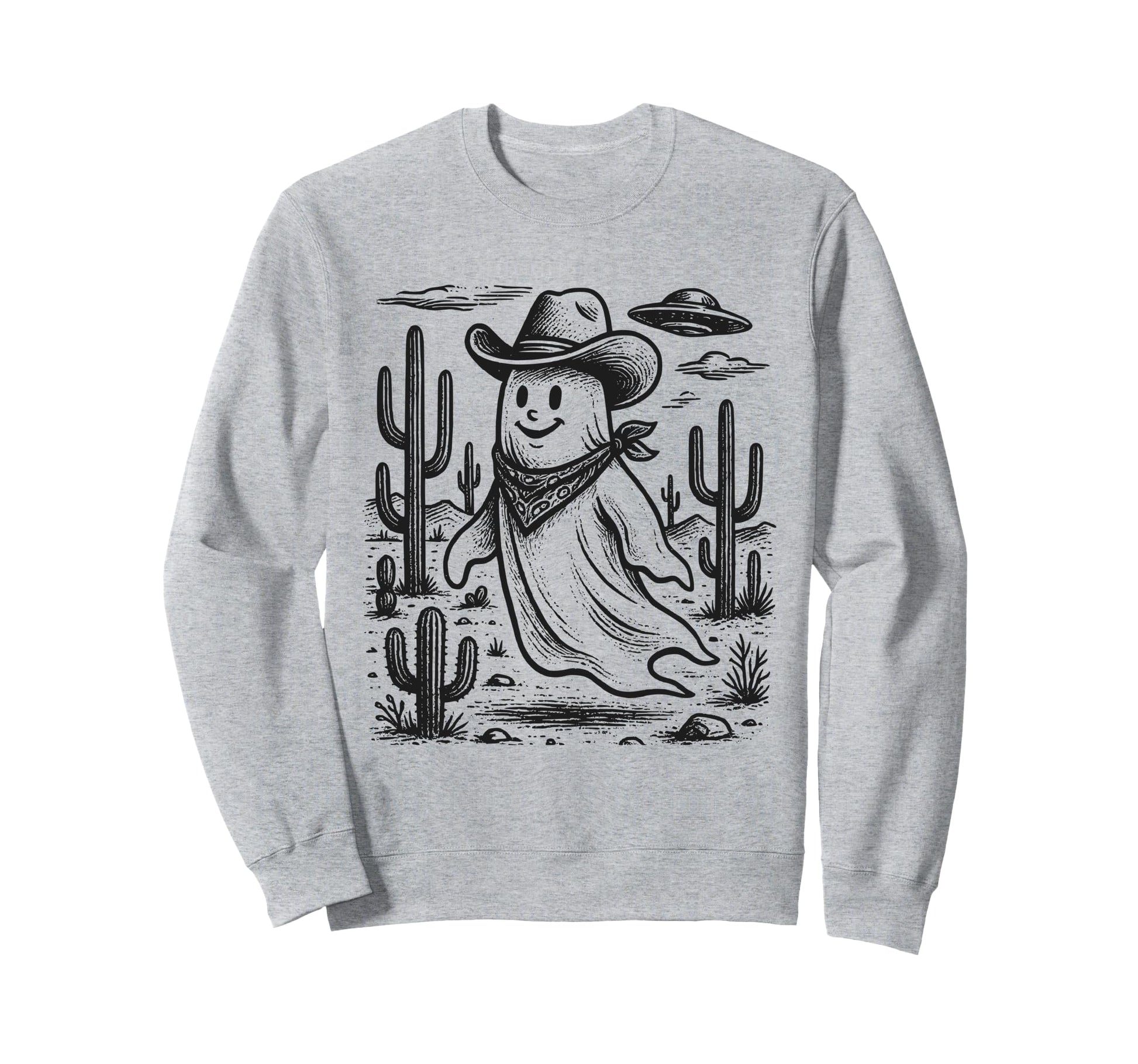 Cowboy Ghost Ufo Western Sweatshirt - Fun Novelty Design for Adults - T-Shirt, Sweatshirt, Hoodie