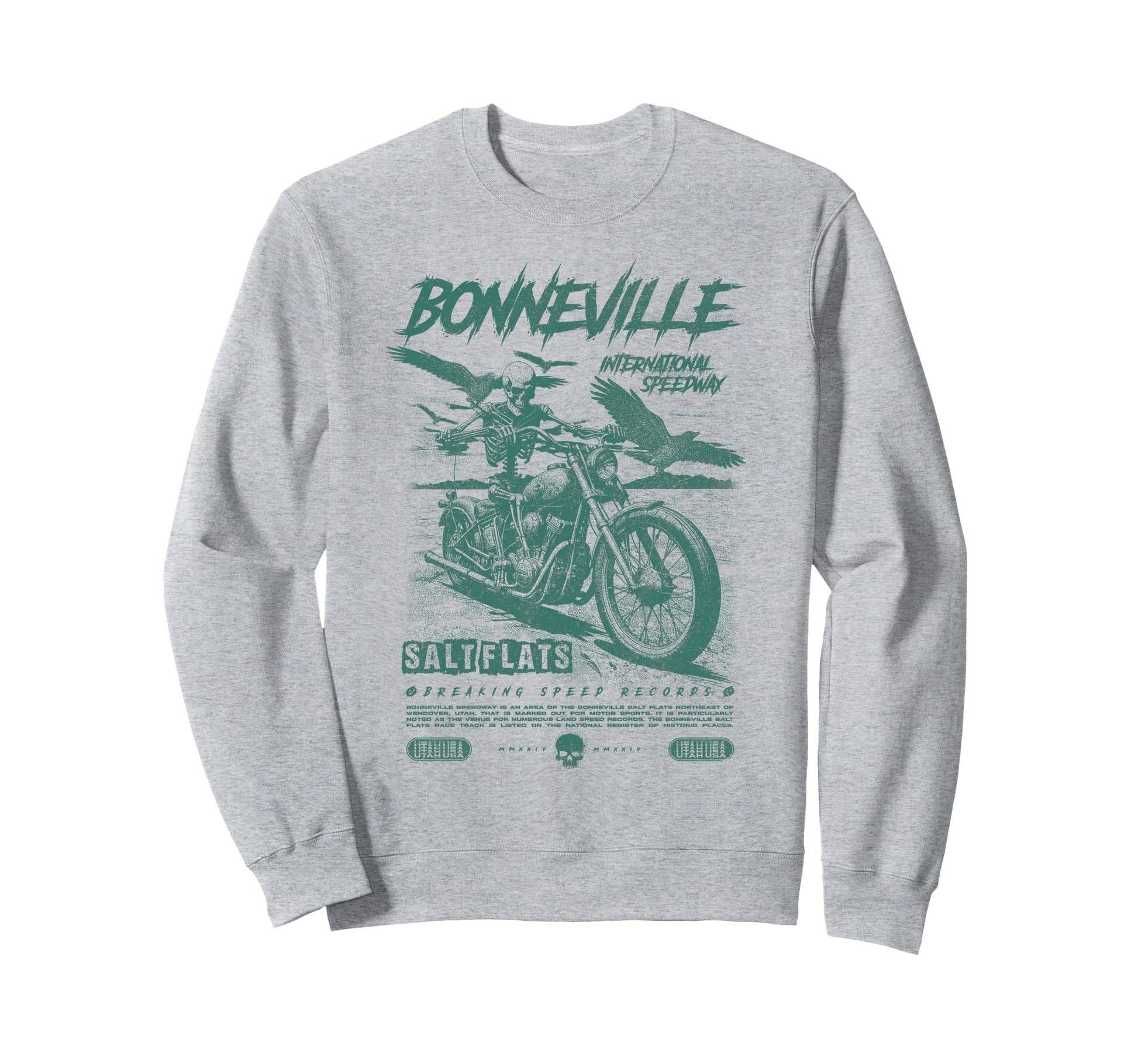 Bonneville Salt Flats Motorcycle Sweatshirt - Aesthetic Graphic for Adults - T-Shirt, Sweatshirt, Hoodie