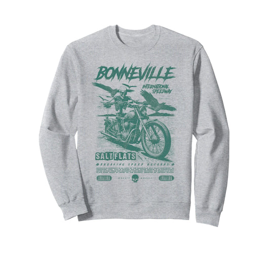 Bonneville Salt Flats Motorcycle Sweatshirt - Aesthetic Graphic for Adults - T-Shirt, Sweatshirt, Hoodie