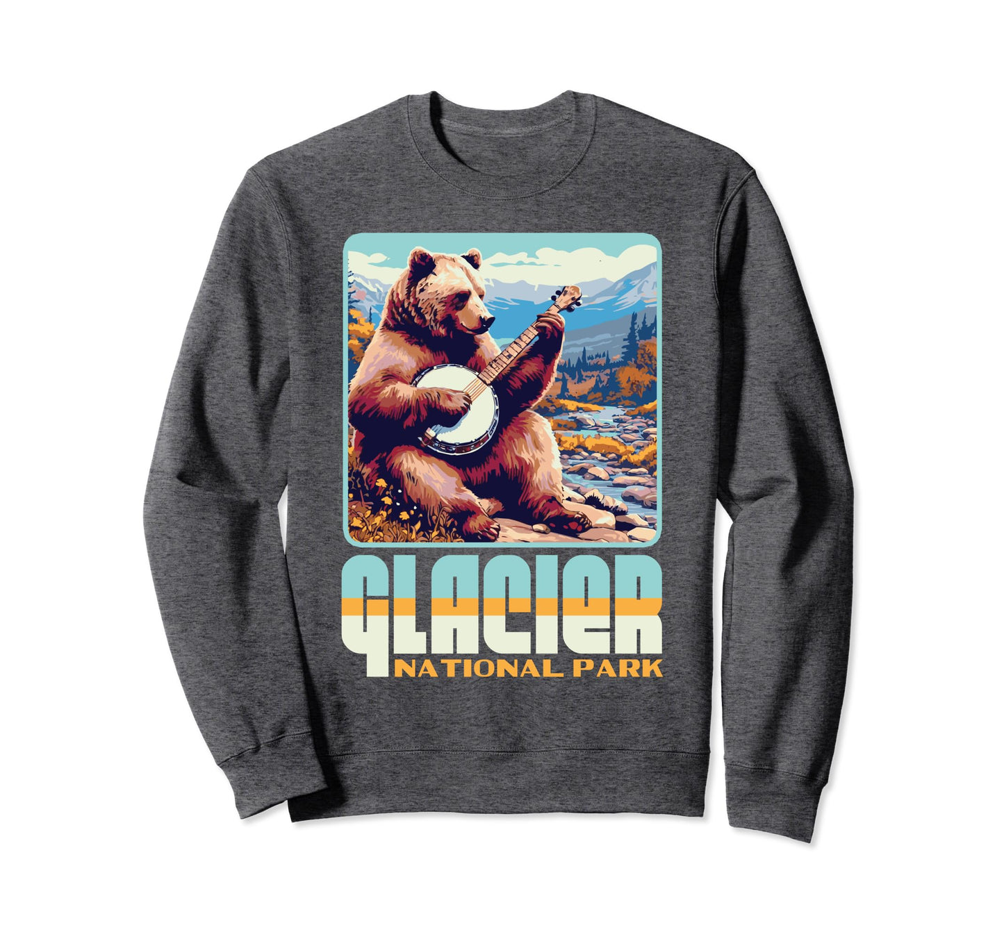 Glacier National Park Grizzly Sweatshirt - Custom Art Print for Adults - T-Shirt, Sweatshirt, Hoodie
