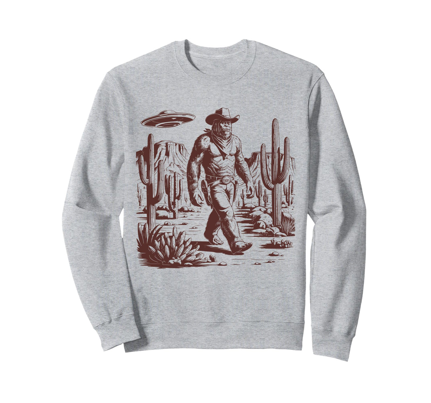 Bigfoot Ufo Western Alien 90S Cowboy Sweatshirt - Novelty Apparel Men Women - T-Shirt, Sweatshirt, Hoodie