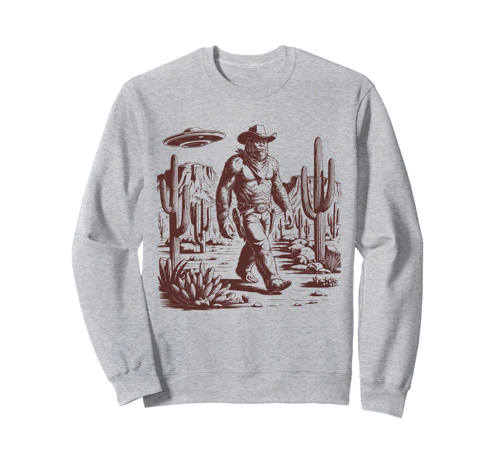 Bigfoot Ufo Western Alien 90S Cowboy Sweatshirt - Novelty Apparel Men Women - T-Shirt, Sweatshirt, Hoodie
