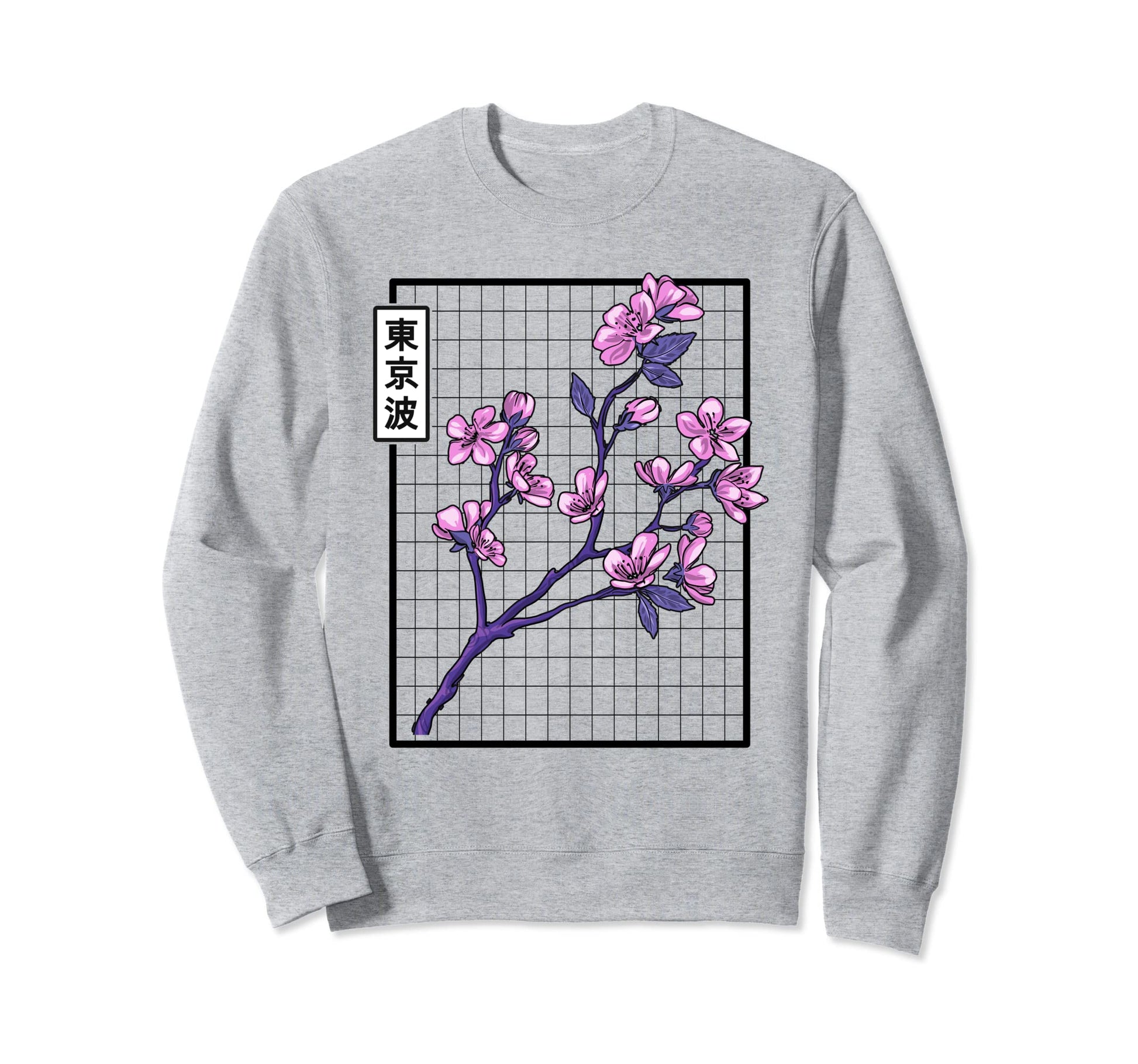 Cherry Blossom Grid Vaporwave Sweatshirt - Fun Novelty Design Unisex - T-Shirt, Sweatshirt, Hoodie