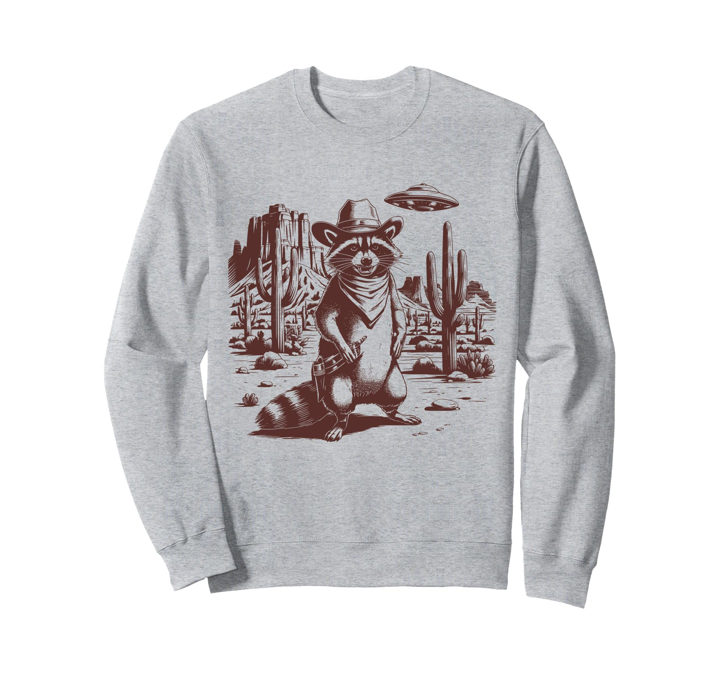 Raccoon Ufo Western Alien 90S Cowboy Sweatshirt - Custom Art Print Unisex - T-Shirt, Sweatshirt, Hoodie