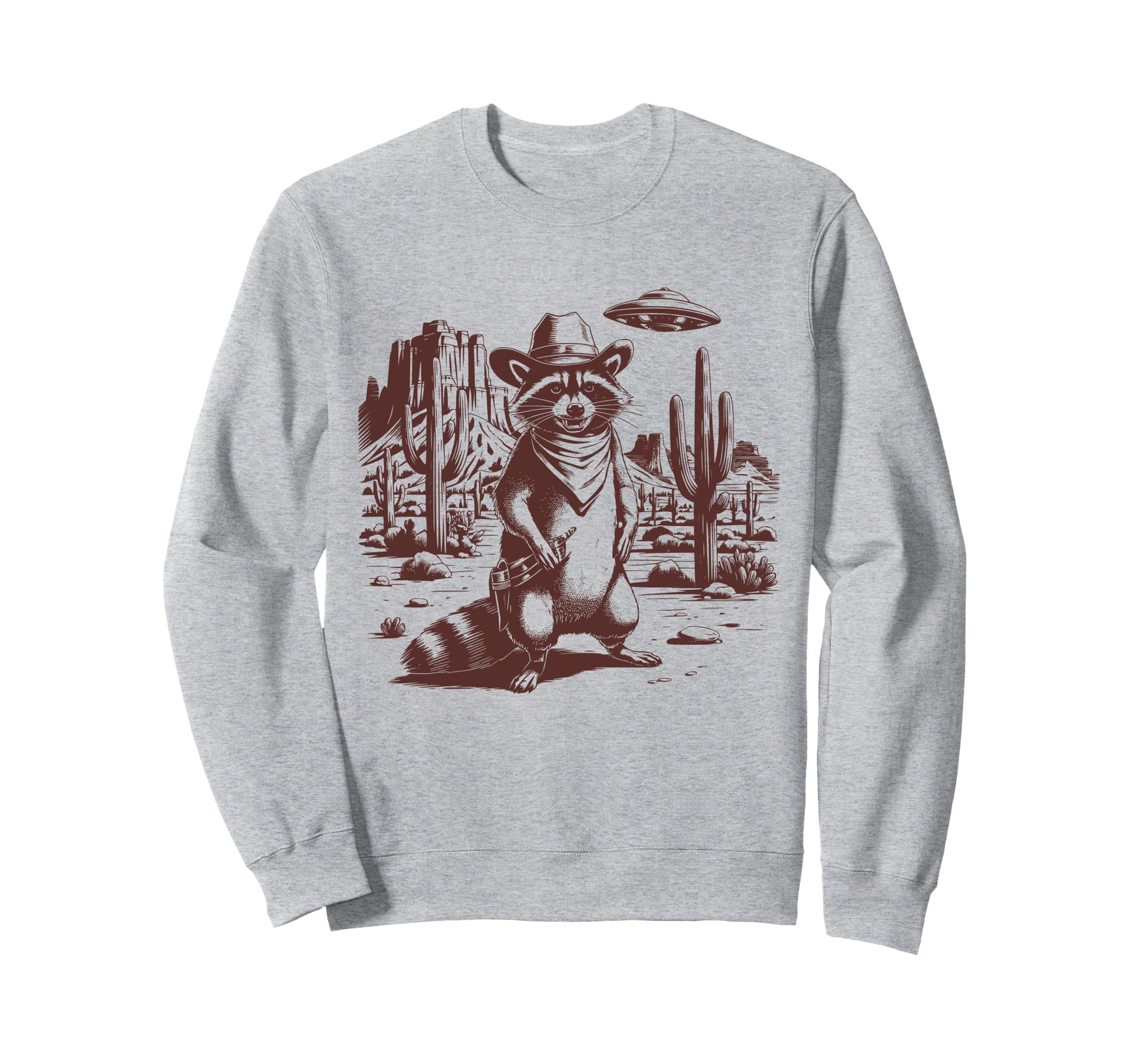 Raccoon Ufo Western Alien 90S Cowboy Sweatshirt - Custom Art Print Unisex - T-Shirt, Sweatshirt, Hoodie