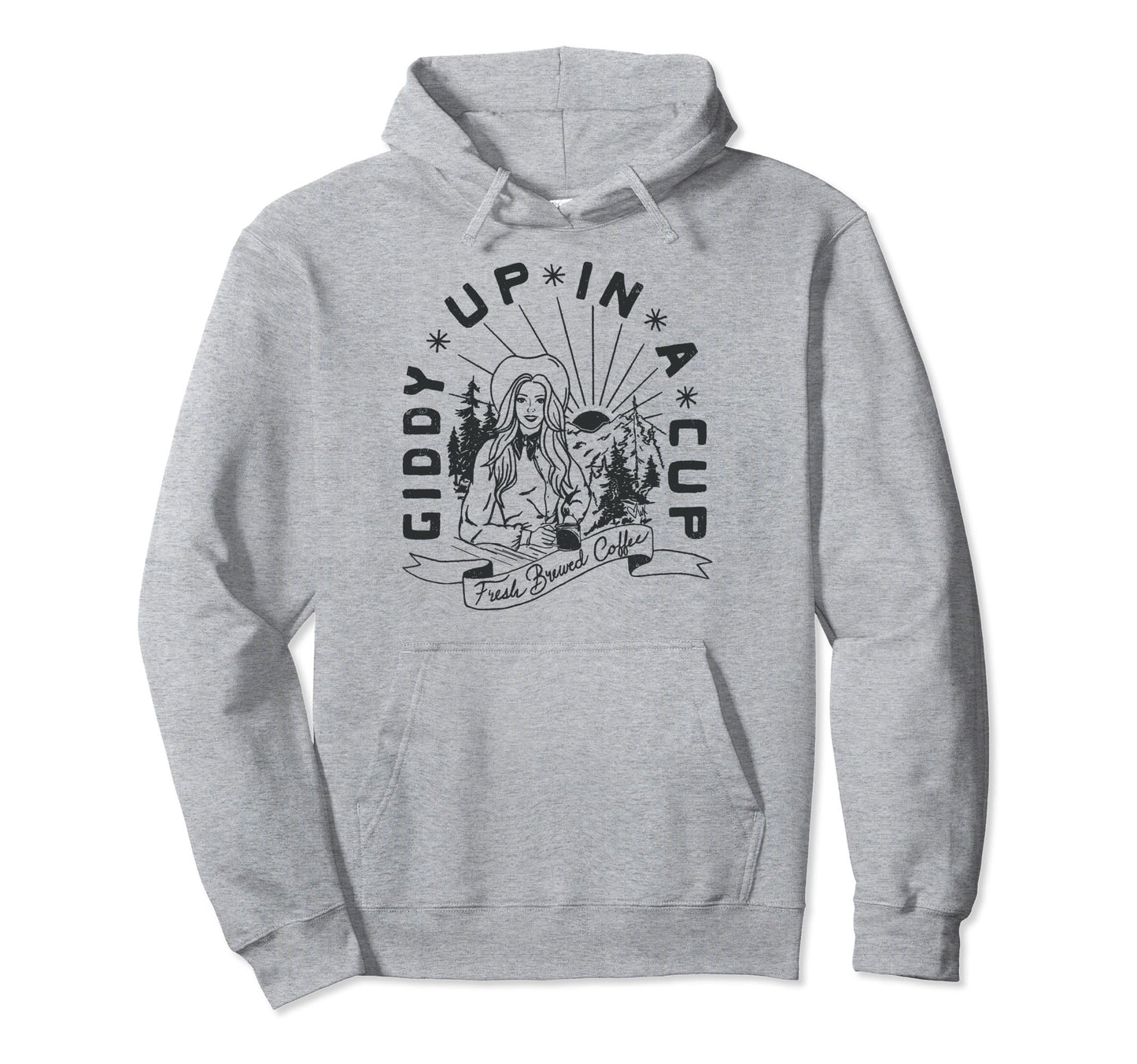 Giddy Up Cup Cowboy Coffee Cowgirl Hoodie - Fun Novelty Design for Adults - T-Shirt, Sweatshirt, Hoodie