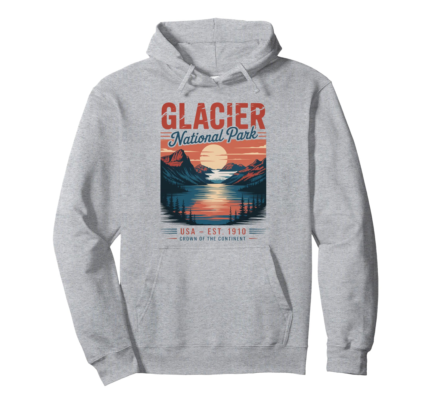 Glacier National Park Mountains Hiker Hoodie - Unique Graphic Unisex - T-Shirt, Sweatshirt, Hoodie