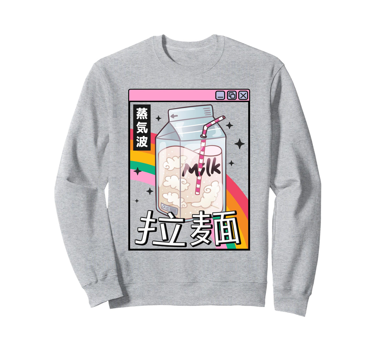 Milk Carton Rainbow Japan 80S Otaku Sweatshirt - Unique Graphic Unisex - T-Shirt, Sweatshirt, Hoodie