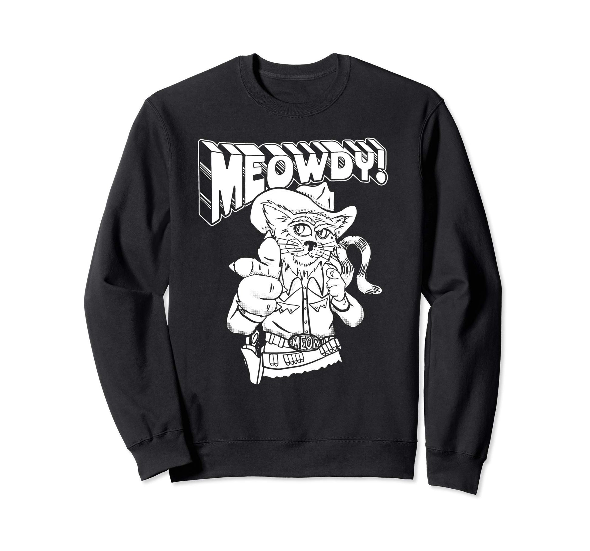 Meowdy Partner Funny Cowboy Cat Sweatshirt - Aesthetic Graphic for Adults - T-Shirt, Sweatshirt, Hoodie
