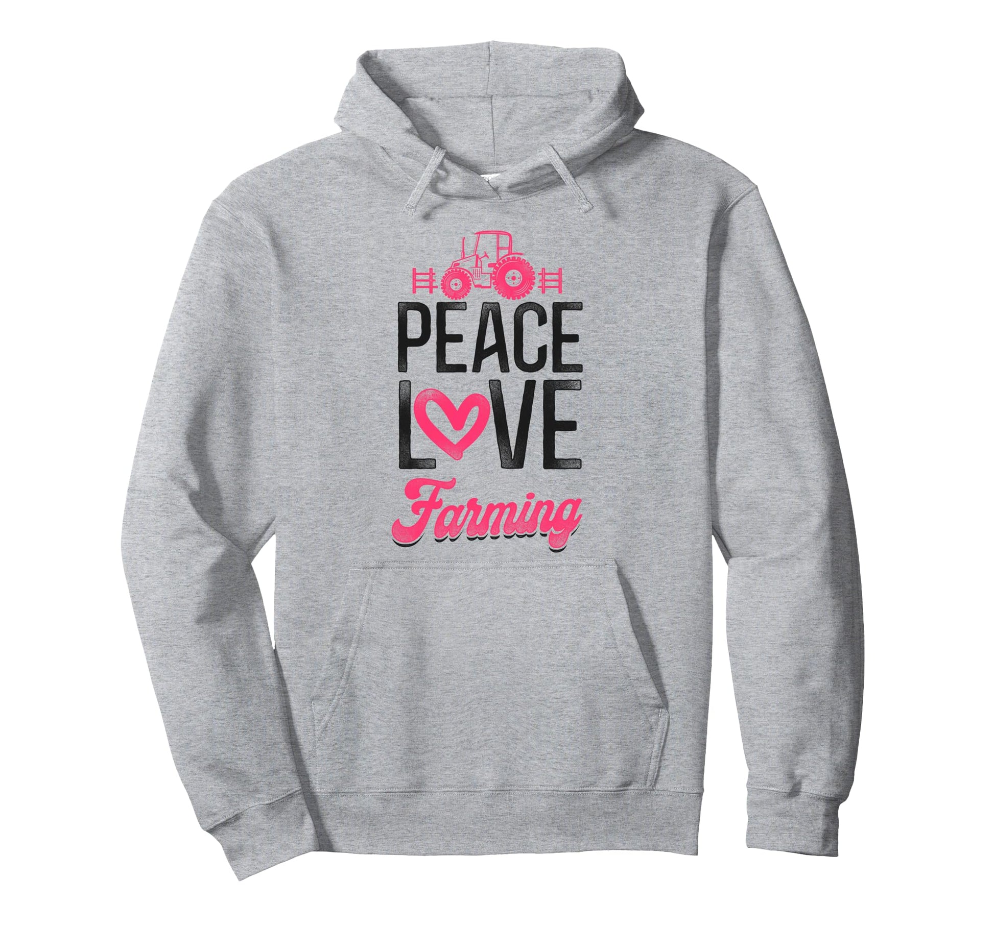 Farming Farmer Tractor Peace Love Hoodie - Novelty Apparel for Adults - T-Shirt, Sweatshirt, Hoodie