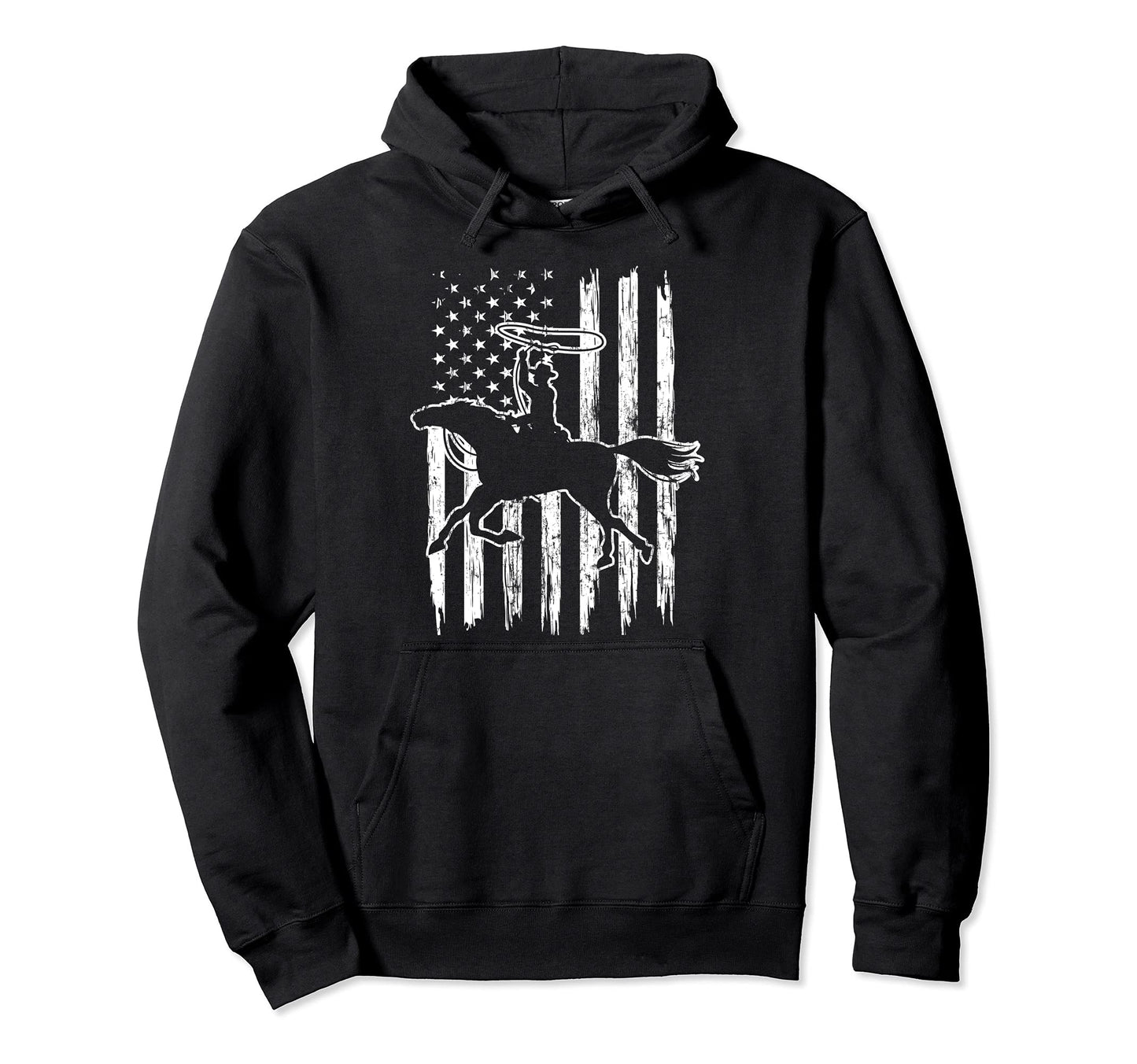 Cowboy Rodeo American Flag Western Hoodie - Custom Art Print for Adults - T-Shirt, Sweatshirt, Hoodie