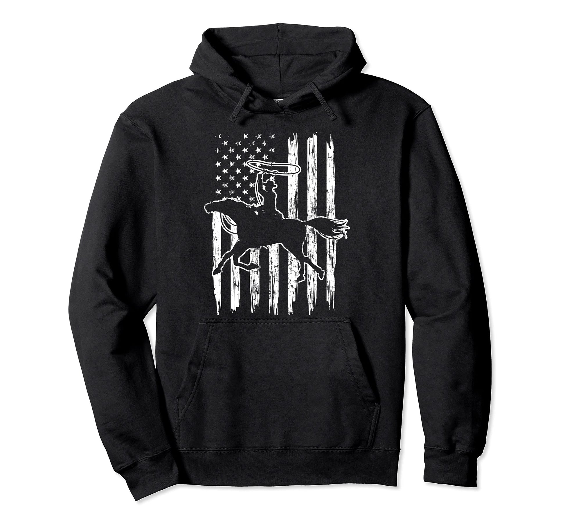 Cowboy Rodeo American Flag Western Hoodie - Custom Art Print for Adults - T-Shirt, Sweatshirt, Hoodie