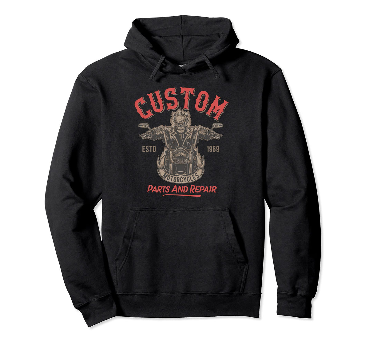 Badass Skeleton Riding Motorcycle Hoodie - Fun Novelty Design for Adults - T-Shirt, Sweatshirt, Hoodie