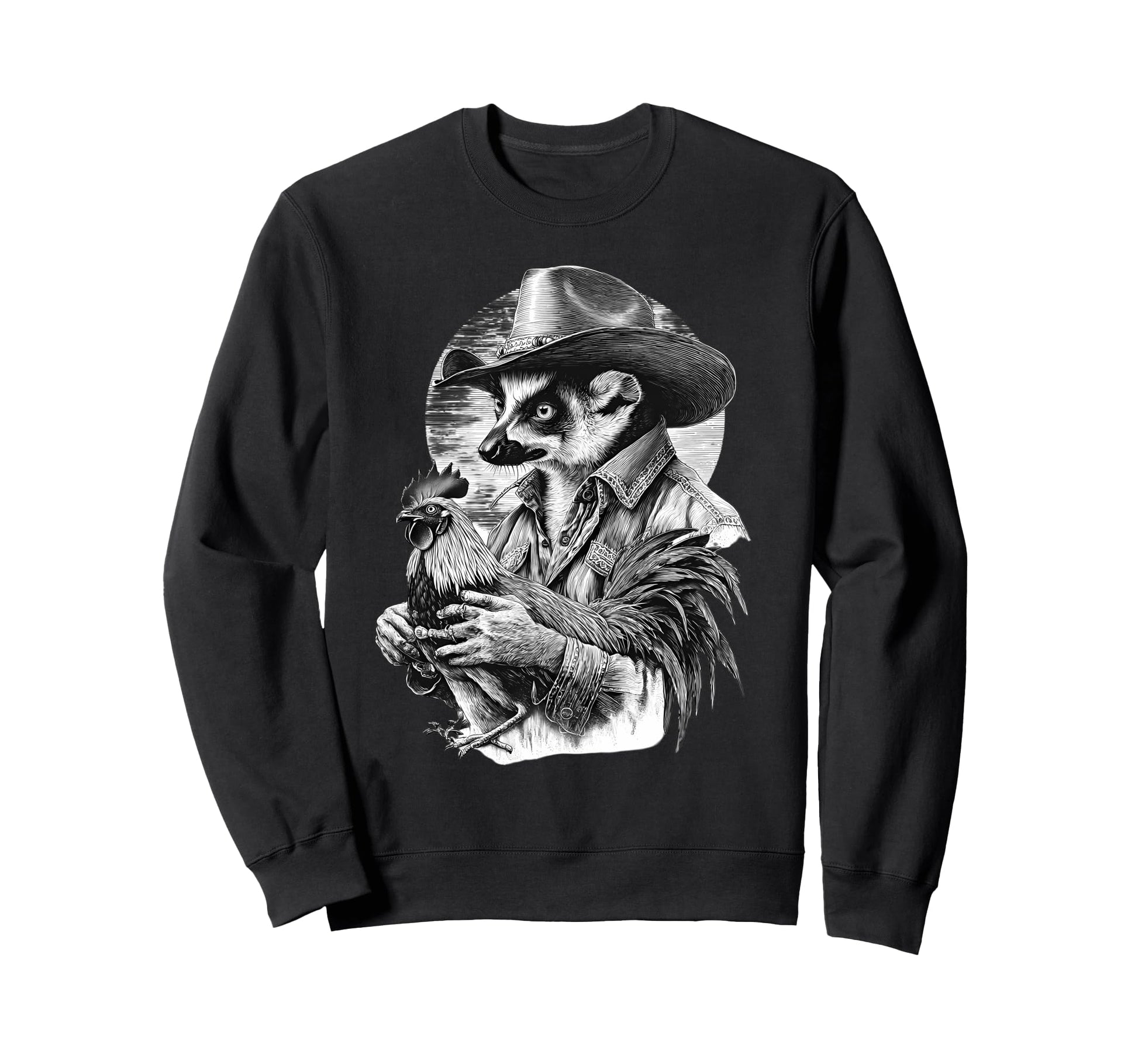 Lemur Cowboy Rodeo Cowgirl Western Sweatshirt - Trendy Graphic for Adults - T-Shirt, Sweatshirt, Hoodie