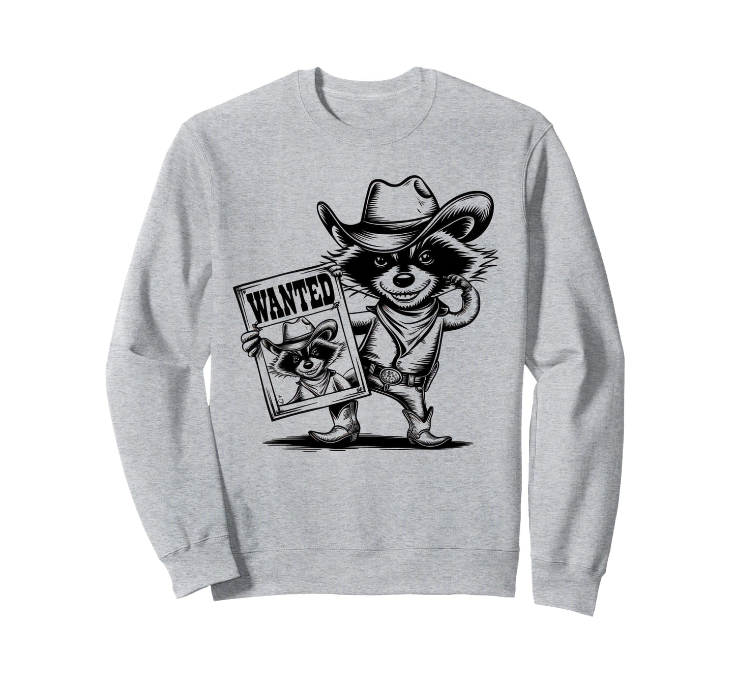 Raccoon 90S Country Music Western Cowboy Sweatshirt - Graphic Print Unisex - T-Shirt, Sweatshirt, Hoodie