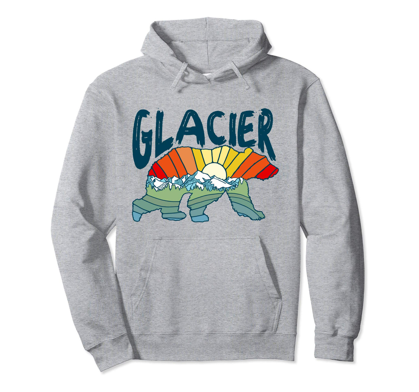 Glacier National Park Grizzly Bear Hoodie - Novelty Apparel for Adults - T-Shirt, Sweatshirt, Hoodie
