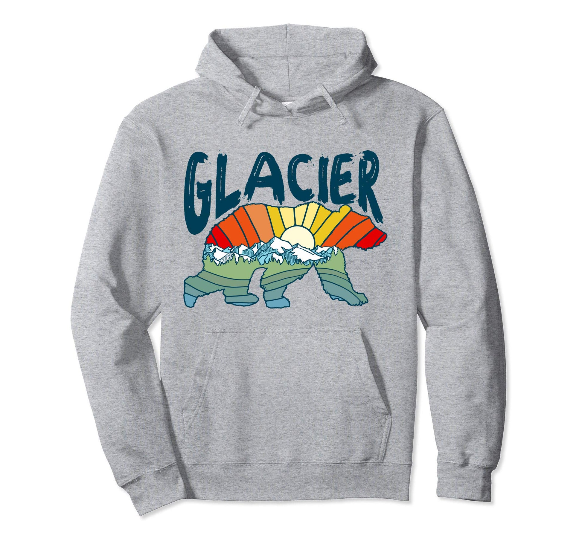 Glacier National Park Grizzly Bear Hoodie - Novelty Apparel for Adults - T-Shirt, Sweatshirt, Hoodie