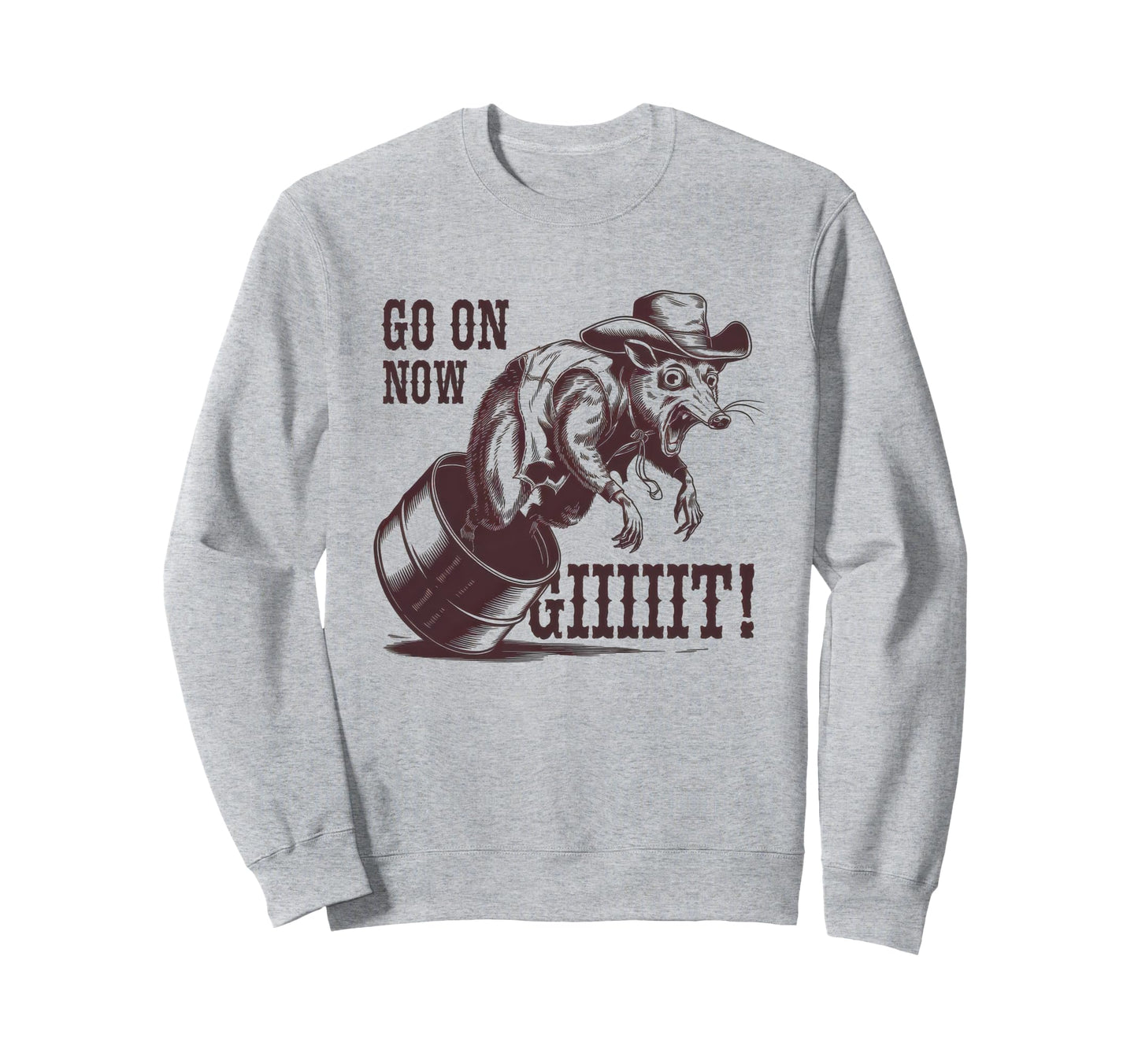 Go Now Git Cowboy Opossum Country Sweatshirt - Custom Art Print for Adults - T-Shirt, Sweatshirt, Hoodie