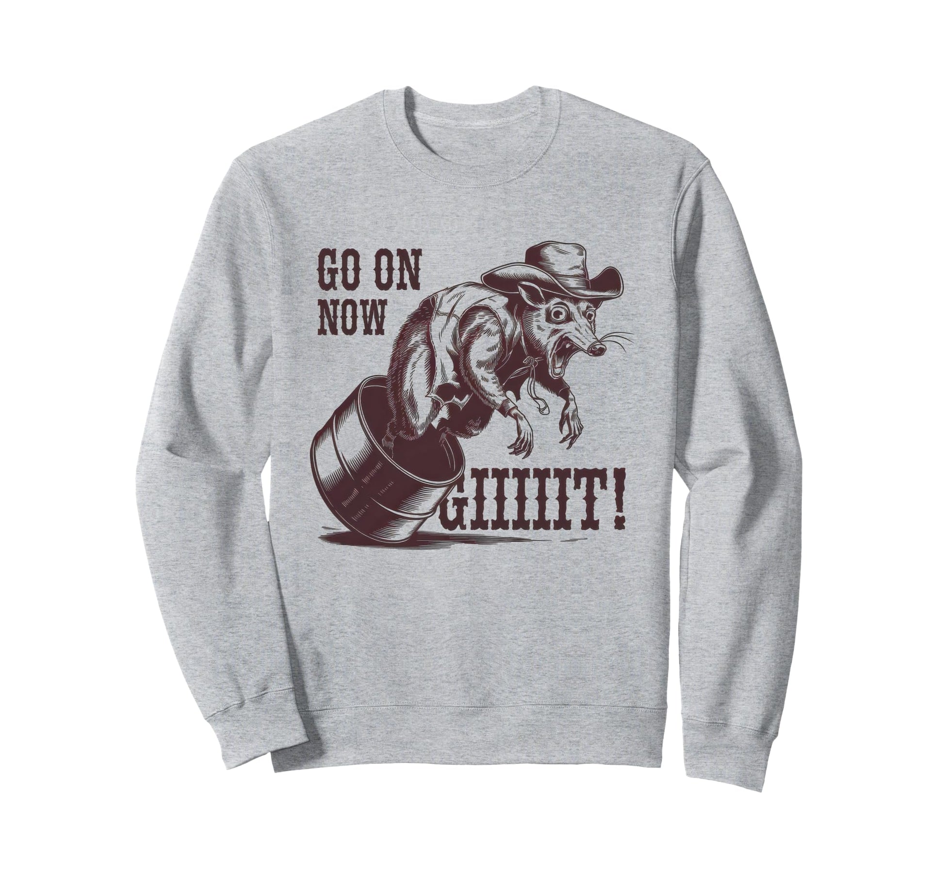 Go Now Git Cowboy Opossum Country Sweatshirt - Custom Art Print for Adults - T-Shirt, Sweatshirt, Hoodie