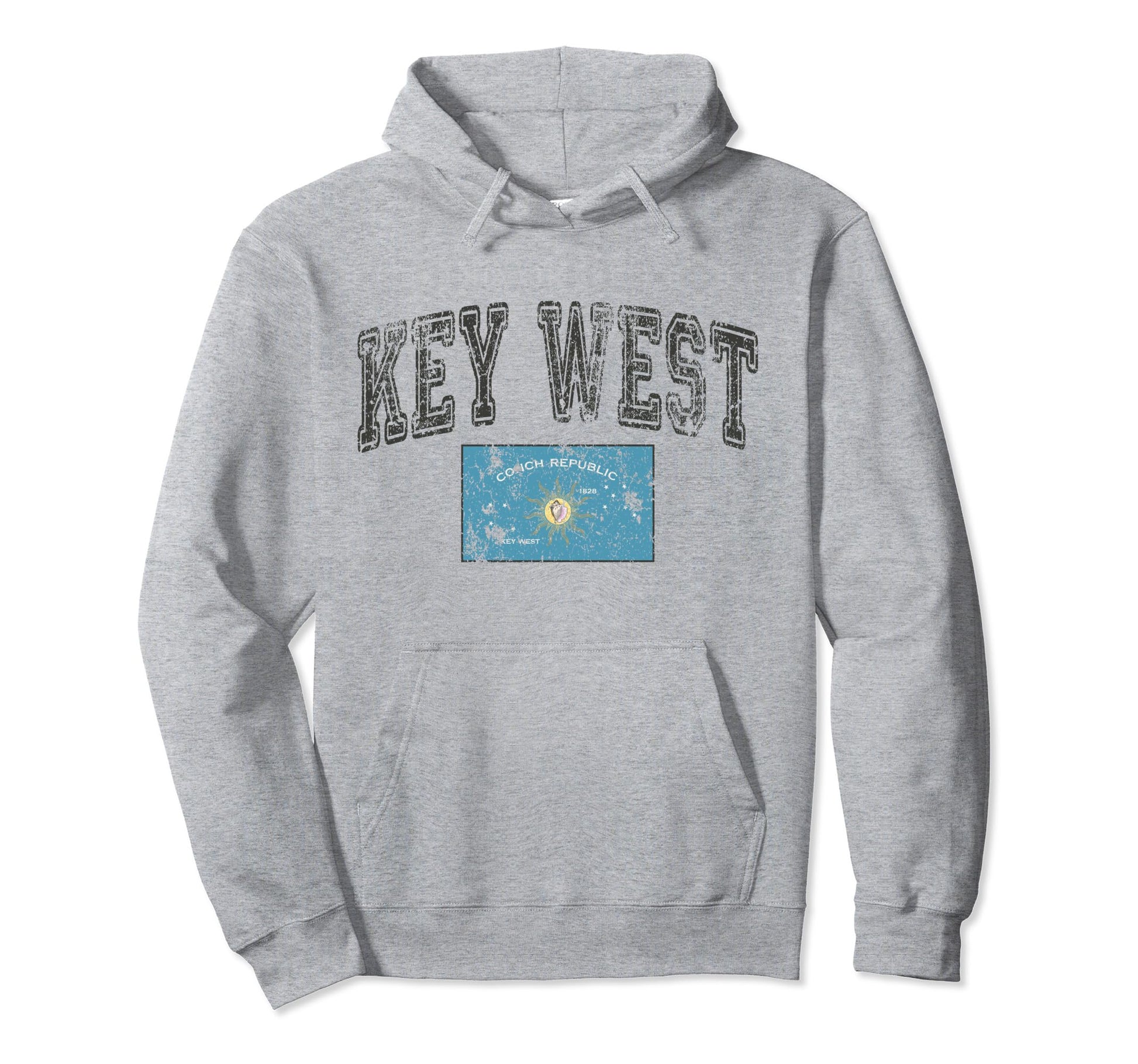Key West Flag Florida Keys Us City State Hoodie - Novelty Apparel Unisex - T-Shirt, Sweatshirt, Hoodie