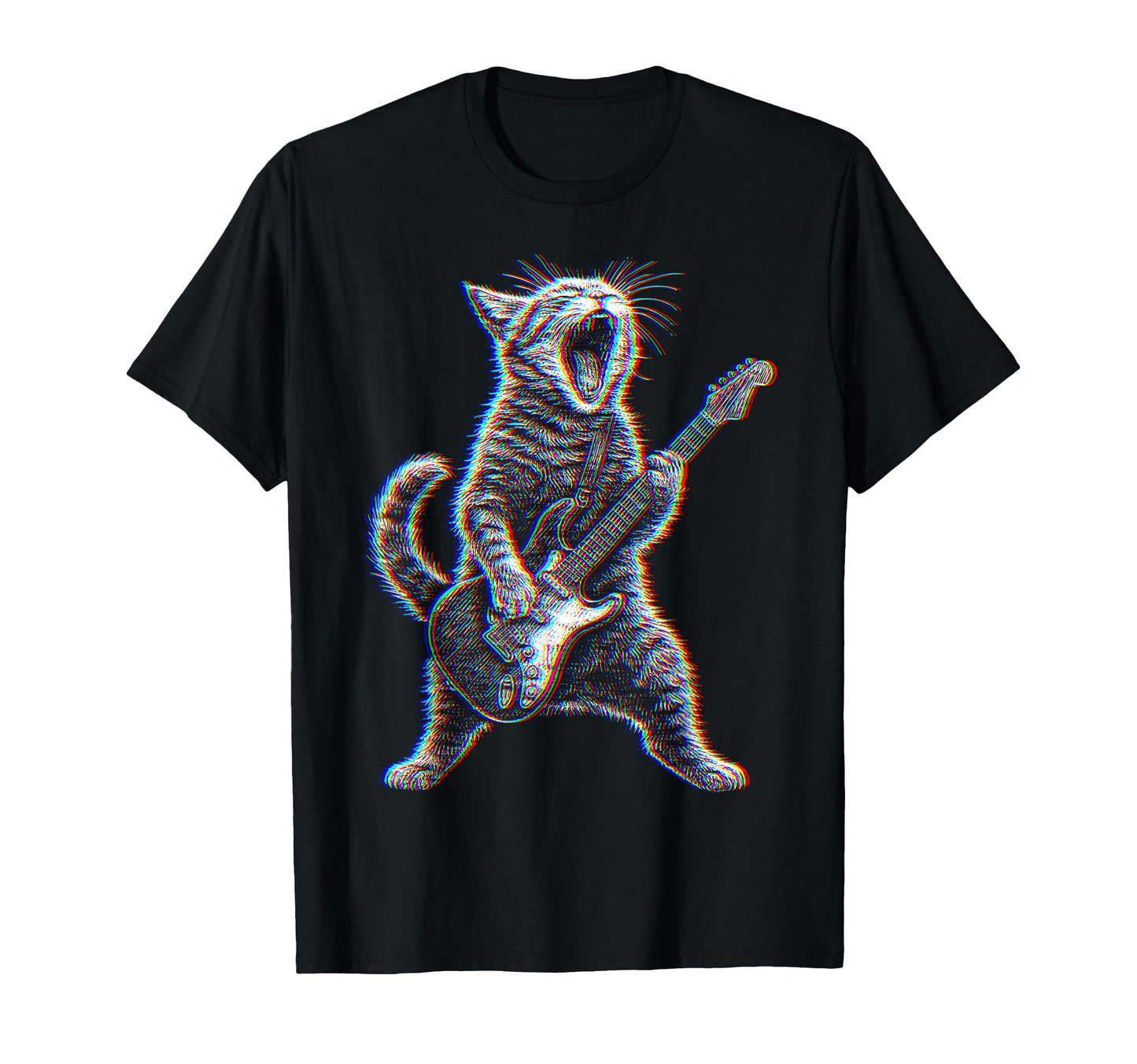 Rock Cat Playing Guitar Aesthetic T-Shirt - Fun Novelty Design Men Women - T-Shirt, Sweatshirt, Hoodie
