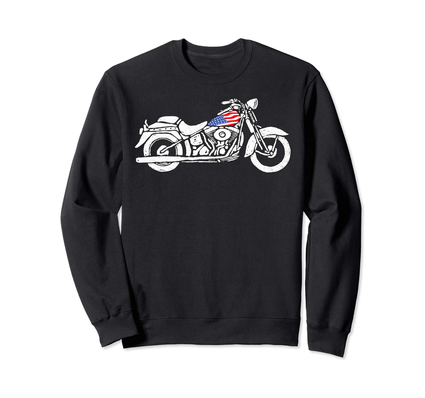 Usa Flag Motorcycle Minimalist Sweatshirt - Casual Everyday Wear Unisex - T-Shirt, Sweatshirt, Hoodie