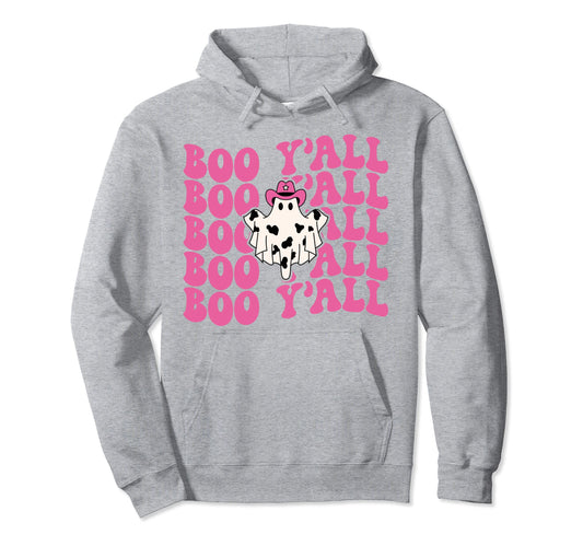 Boo Yall Country Western Groovy Ghost Hoodie - Streetwear Style Men Women - T-Shirt, Sweatshirt, Hoodie
