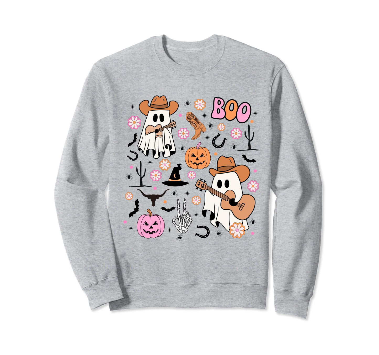 Spooky Ghost Cowboy Halloween Boo Sweatshirt - Unique Graphic Men Women - T-Shirt, Sweatshirt, Hoodie