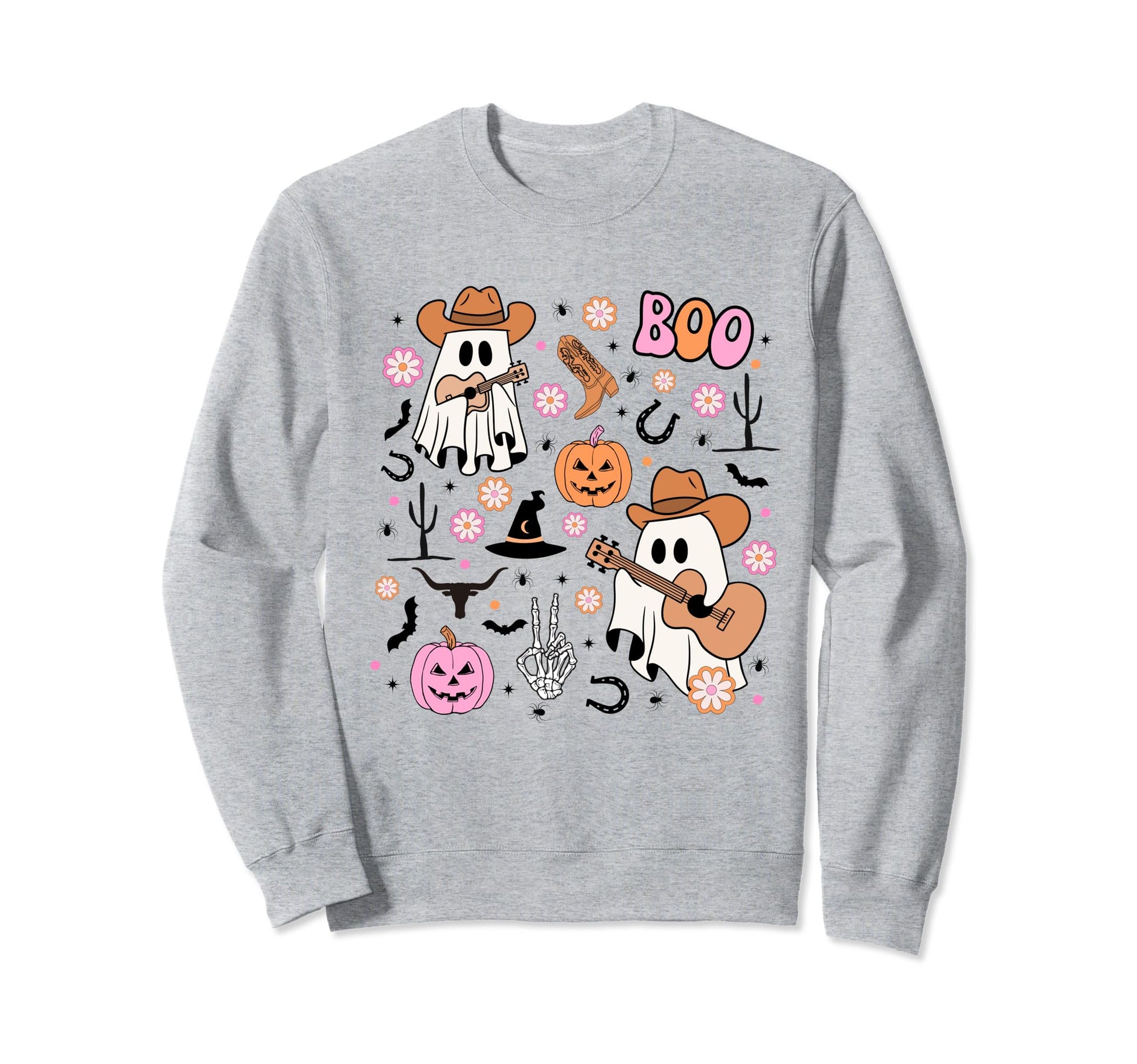 Spooky Ghost Cowboy Halloween Boo Sweatshirt - Unique Graphic Men Women - T-Shirt, Sweatshirt, Hoodie