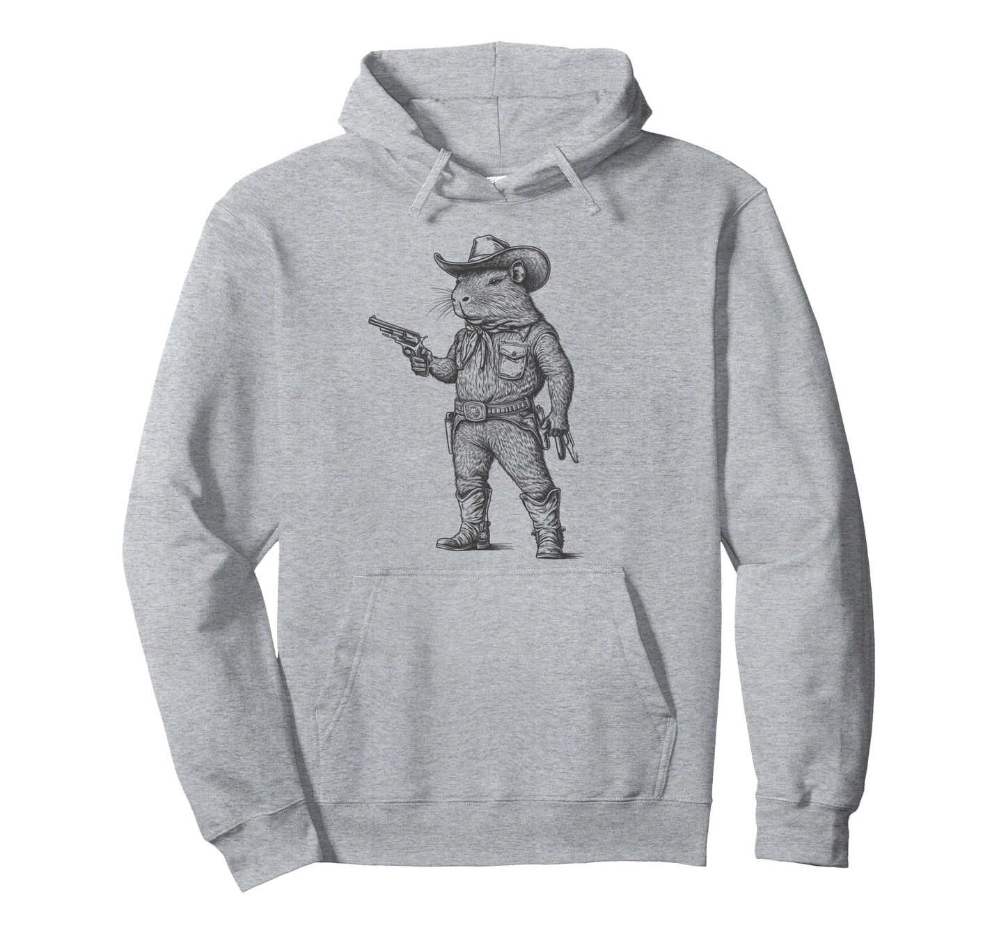 Capybara Cowboy Hat Funny Western Hoodie - Novelty Apparel Men Women - T-Shirt, Sweatshirt, Hoodie