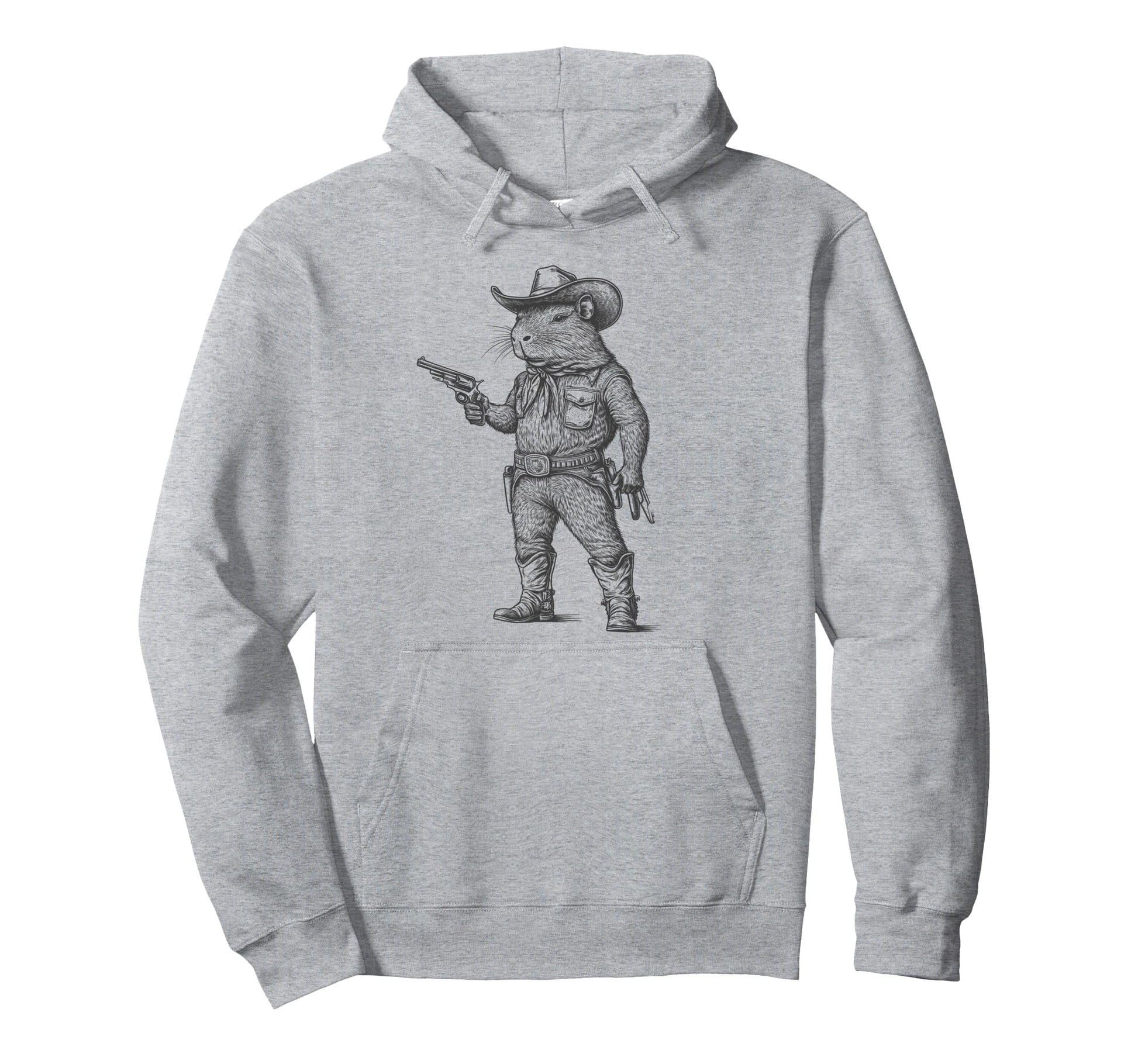 Capybara Cowboy Hat Funny Western Hoodie - Novelty Apparel Men Women - T-Shirt, Sweatshirt, Hoodie