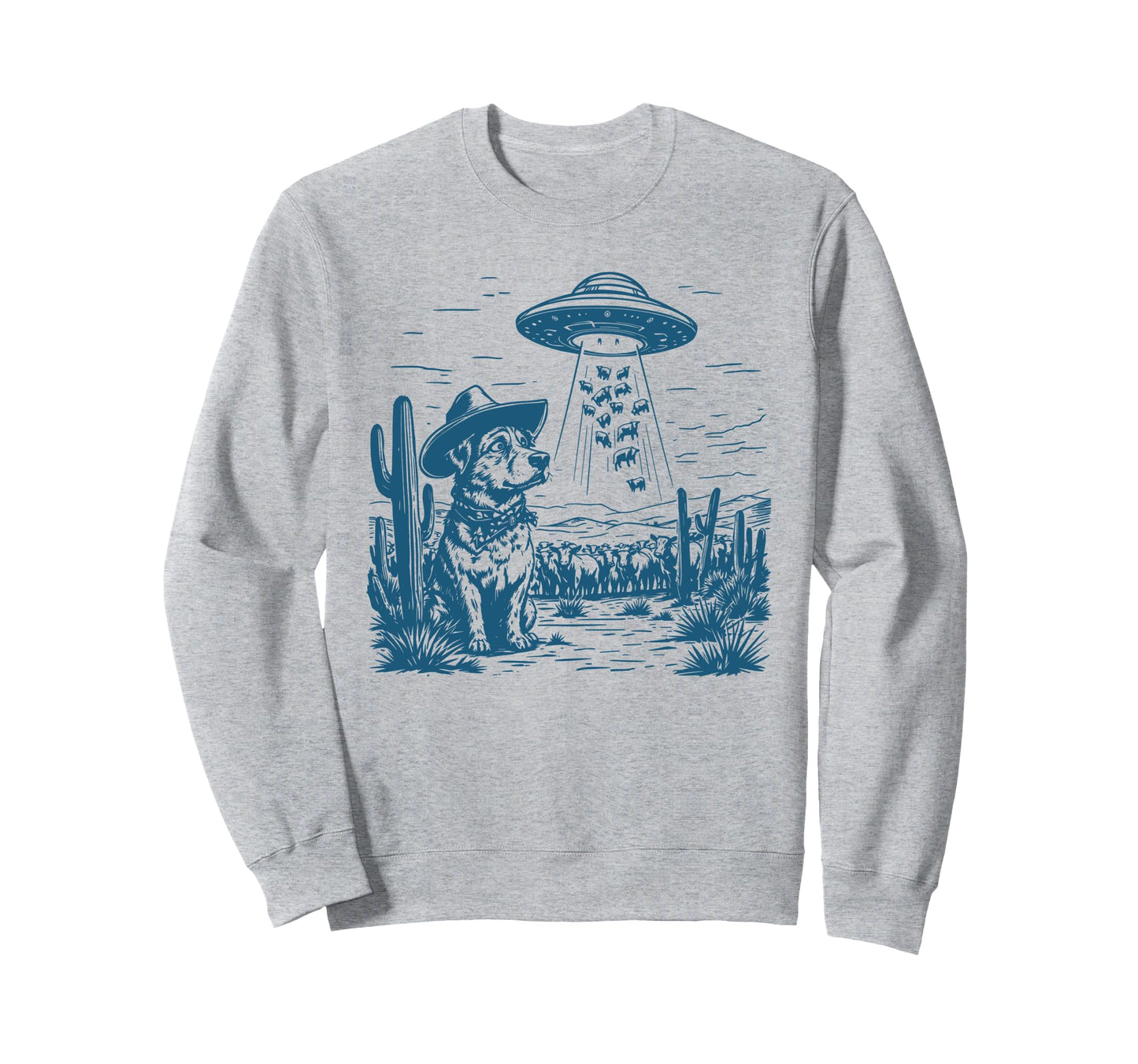 Border Collie Cowboy Dog Ufo Western Sweatshirt - Trendy Graphic Men Women - T-Shirt, Sweatshirt, Hoodie