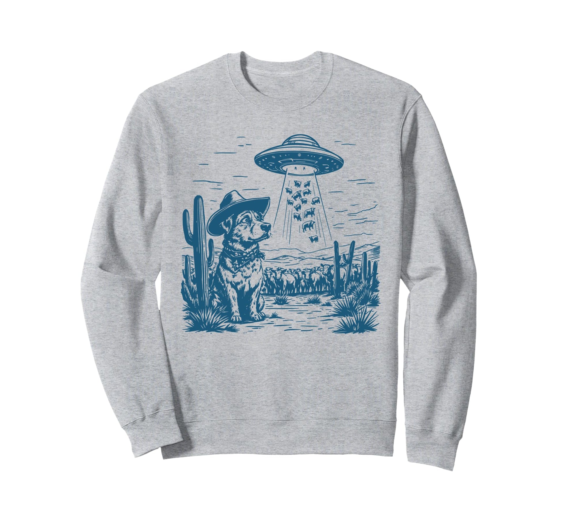 Border Collie Cowboy Dog Ufo Western Sweatshirt - Trendy Graphic Men Women - T-Shirt, Sweatshirt, Hoodie
