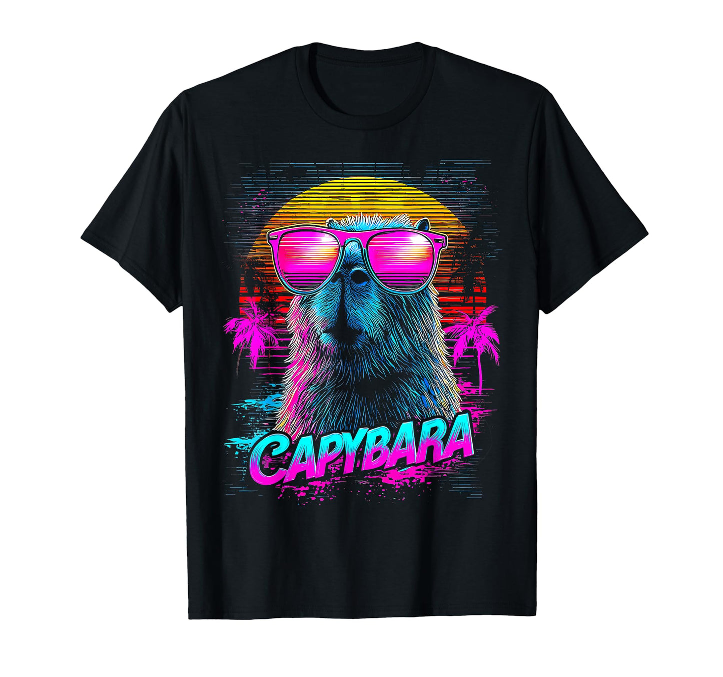 Capybara Capibara Sunglasses Vaporwave T-Shirt - Trendy Graphic Men Women - T-Shirt, Sweatshirt, Hoodie