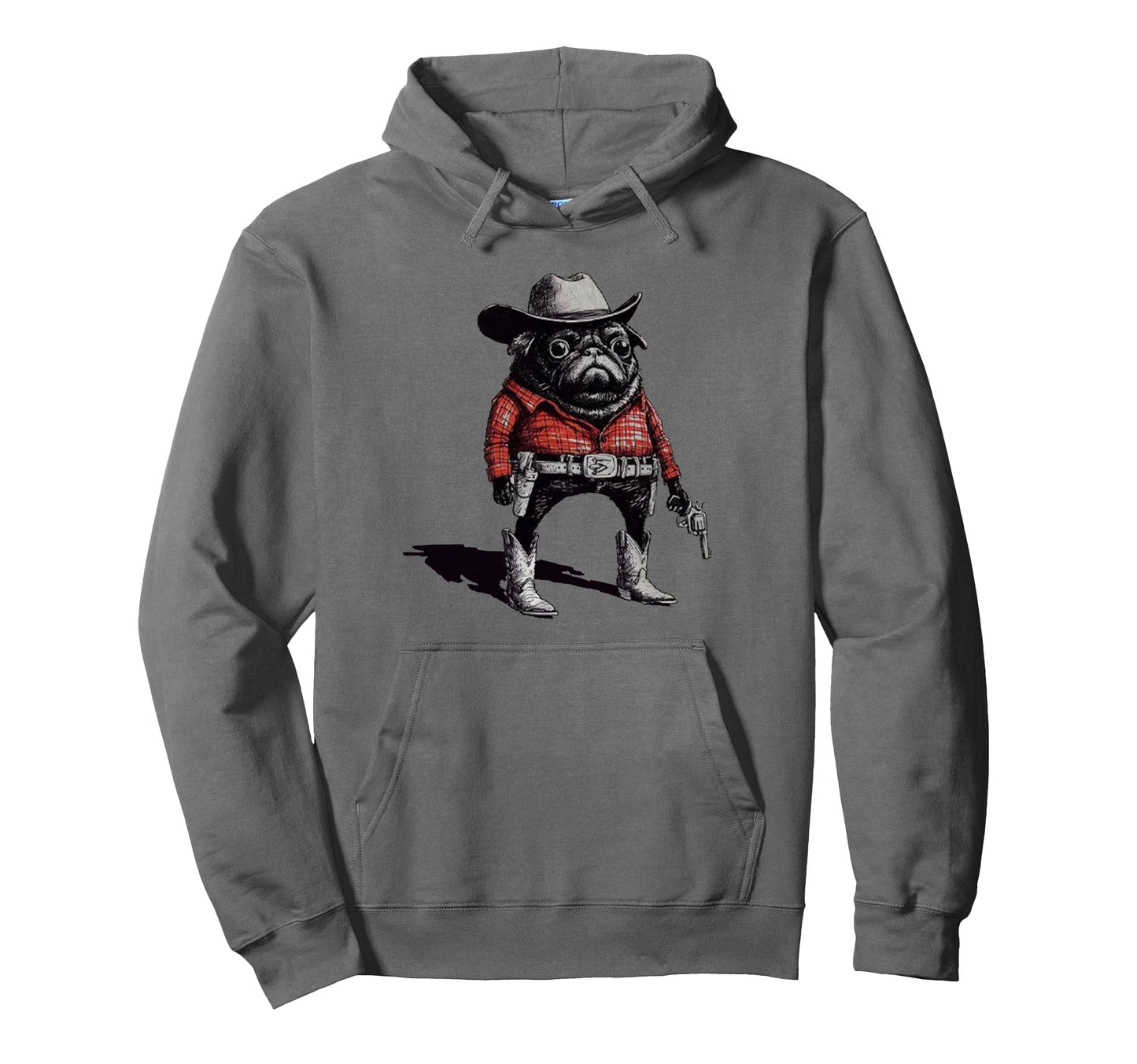 Pug Funny Western Cowboy Dog Lover Hoodie - Novelty Apparel Men Women - T-Shirt, Sweatshirt, Hoodie