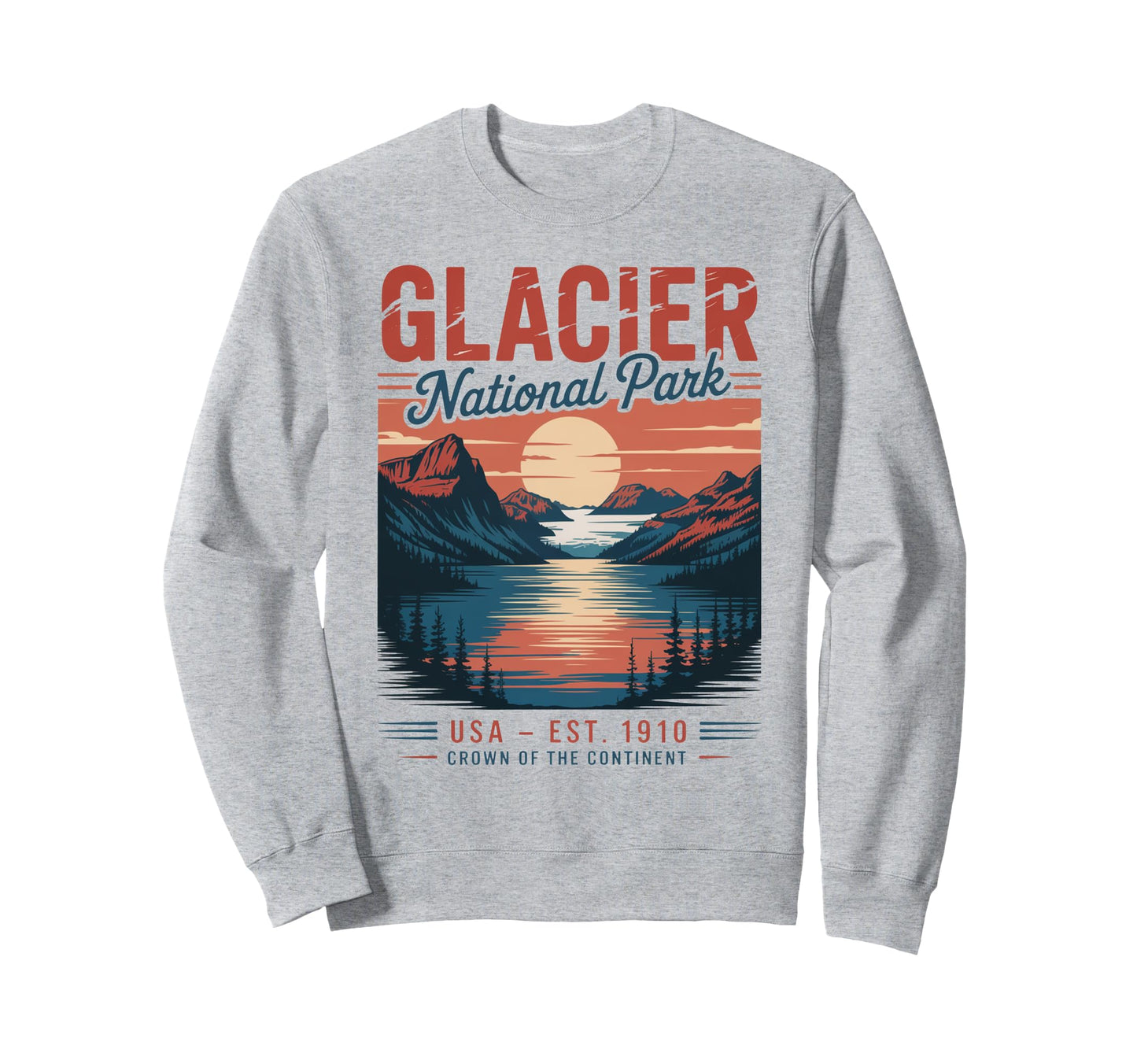 Glacier National Park Mountains Hiker Sweatshirt - Graphic Print Unisex - T-Shirt, Sweatshirt, Hoodie