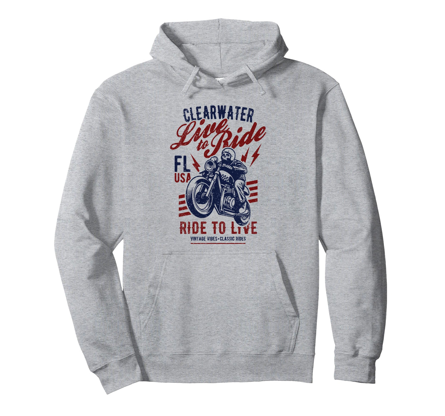 Clearwater Florida Usa Motorcycle Hoodie - Aesthetic Graphic for Adults - T-Shirt, Sweatshirt, Hoodie