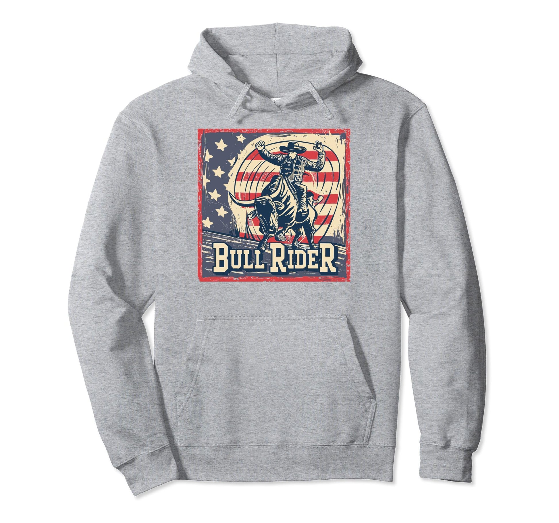 Bull Riding Cowboy American Flag Bull Hoodie - Graphic Print Men Women - T-Shirt, Sweatshirt, Hoodie