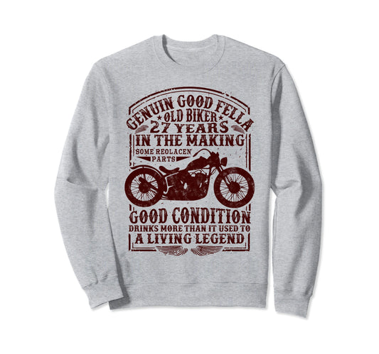 27 Years Old Biker Birthday Sweatshirt - Custom Art Print Unisex - T-Shirt, Sweatshirt, Hoodie