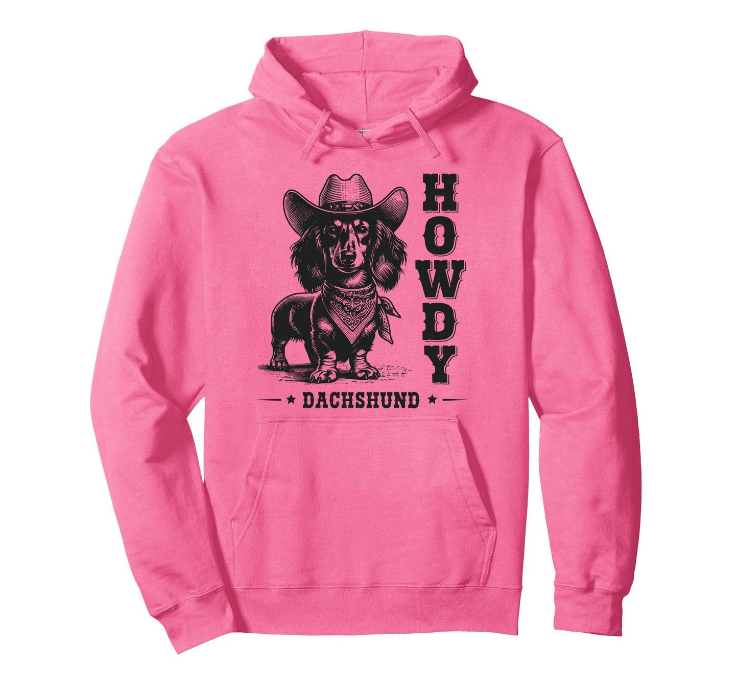 Long Haired Dachshund Howdy Cowboy Dog Hoodie - Trendy Graphic Unisex - T-Shirt, Sweatshirt, Hoodie