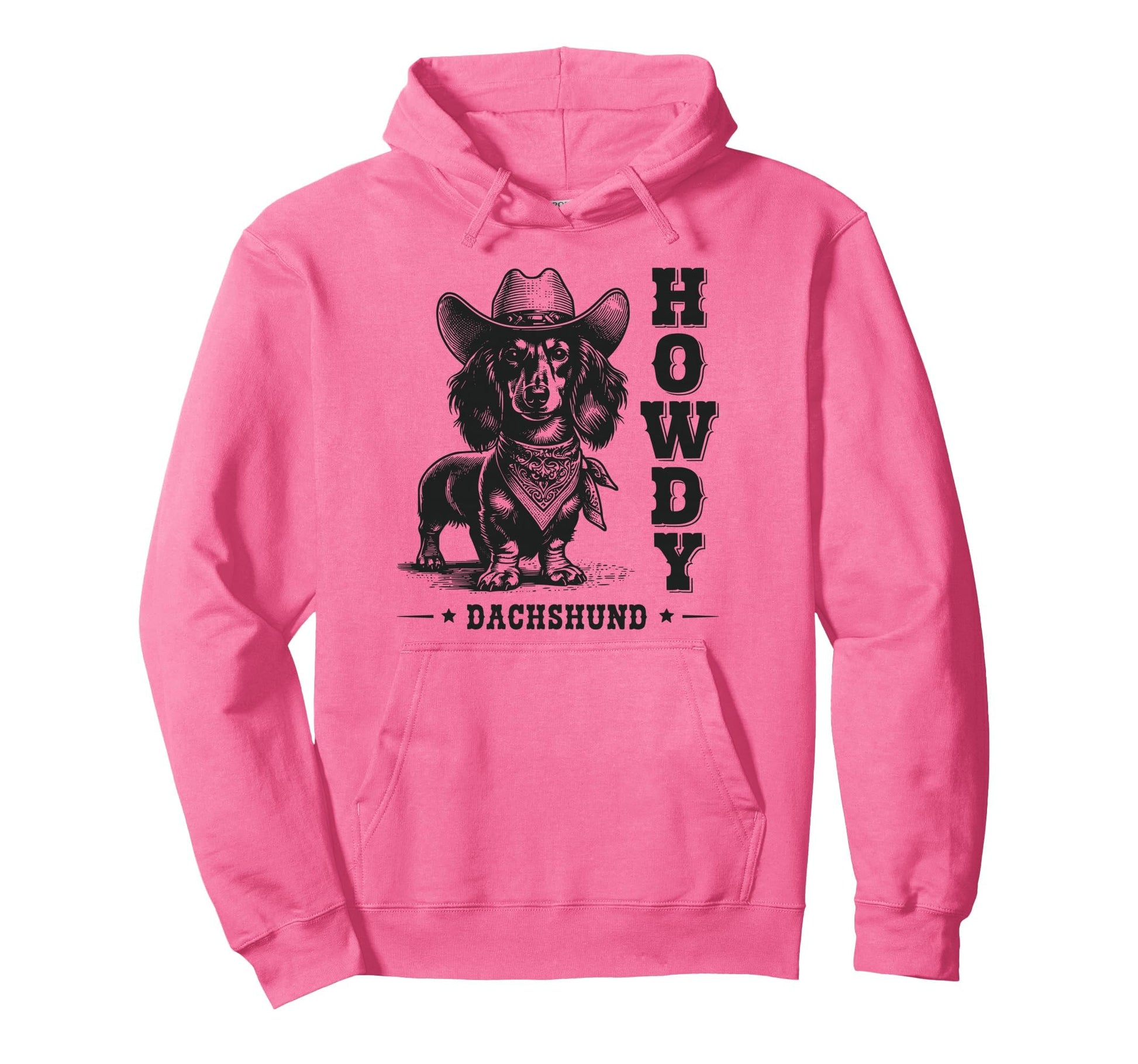 Long Haired Dachshund Howdy Cowboy Dog Hoodie - Trendy Graphic Unisex - T-Shirt, Sweatshirt, Hoodie