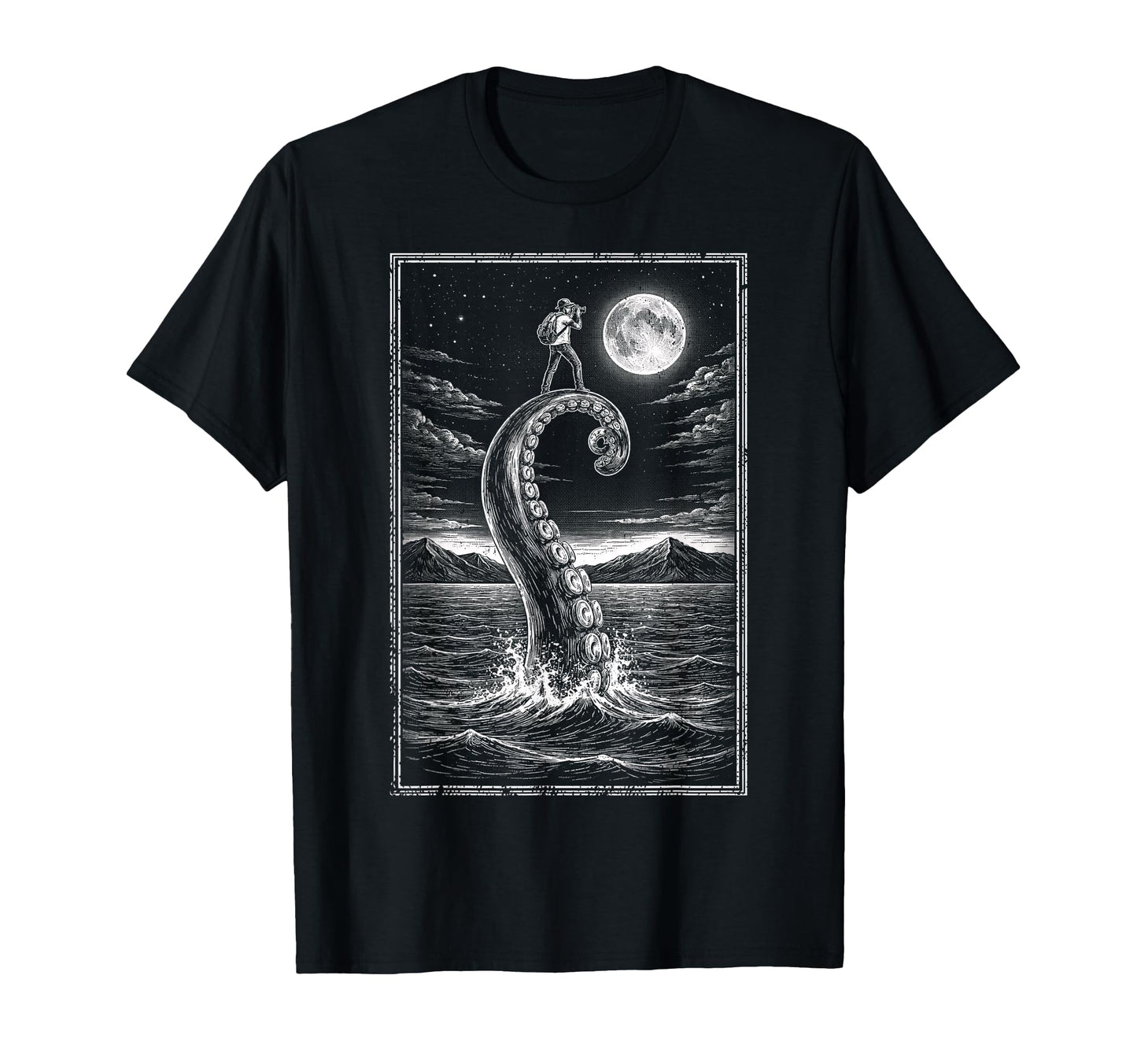 Photographer Octopus Moon Camera T-Shirt - Graphic Print Men Women - T-Shirt, Sweatshirt, Hoodie