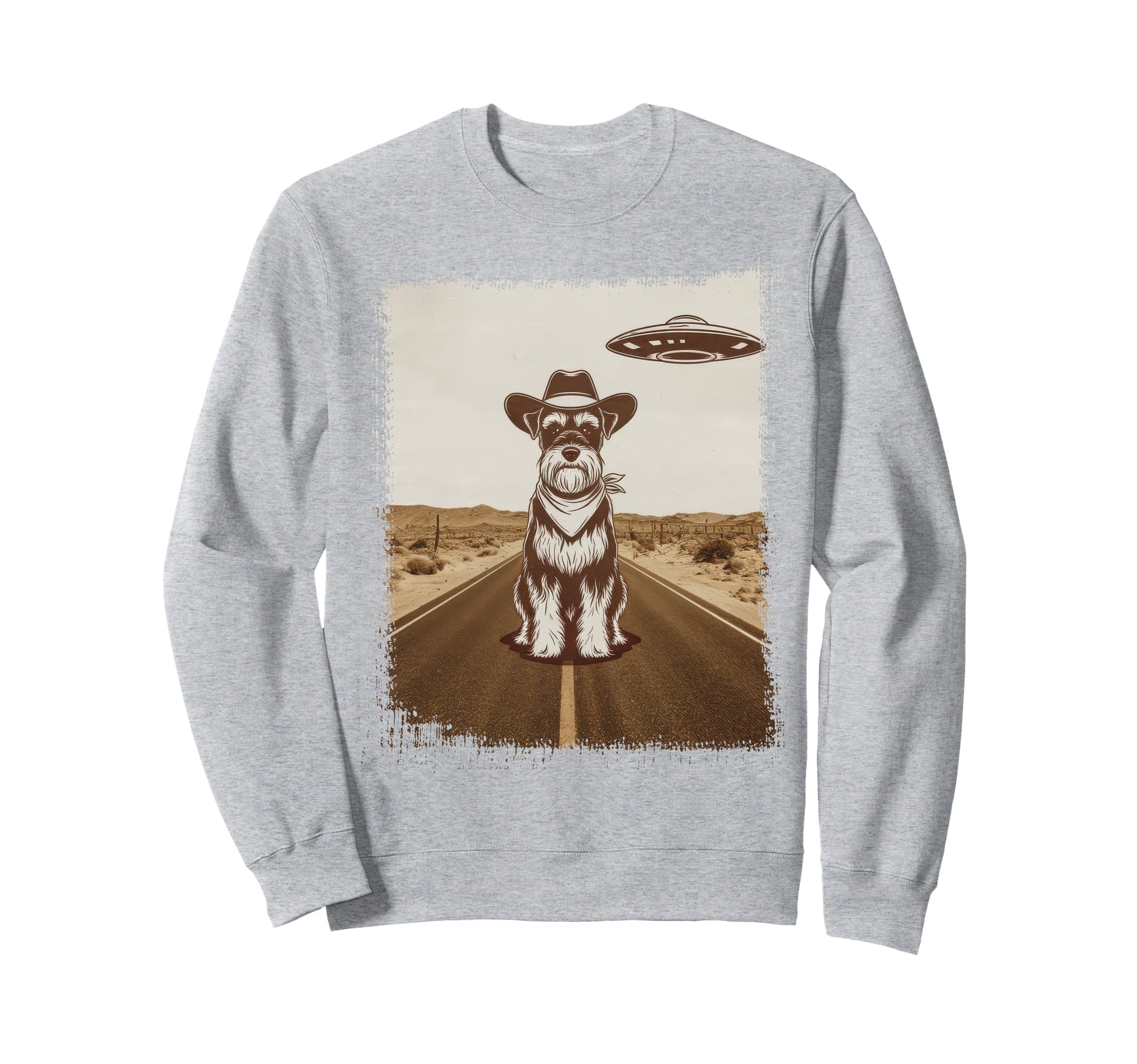 Schnauzer Schnauzer Ufo Western Sweatshirt - Graphic Print Men Women - T-Shirt, Sweatshirt, Hoodie