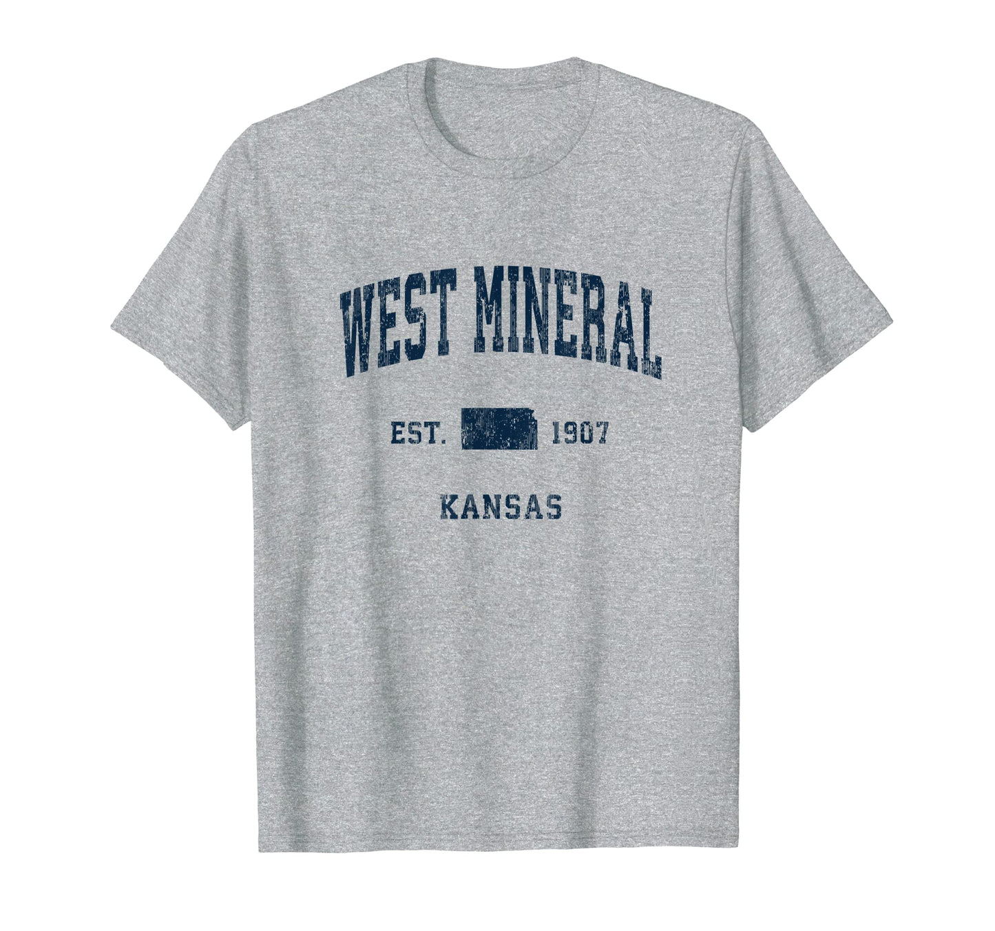 West Mineral Kansas Ks Athletic Navy T-Shirt - Minimalist Print for Adults - T-Shirt, Sweatshirt, Hoodie