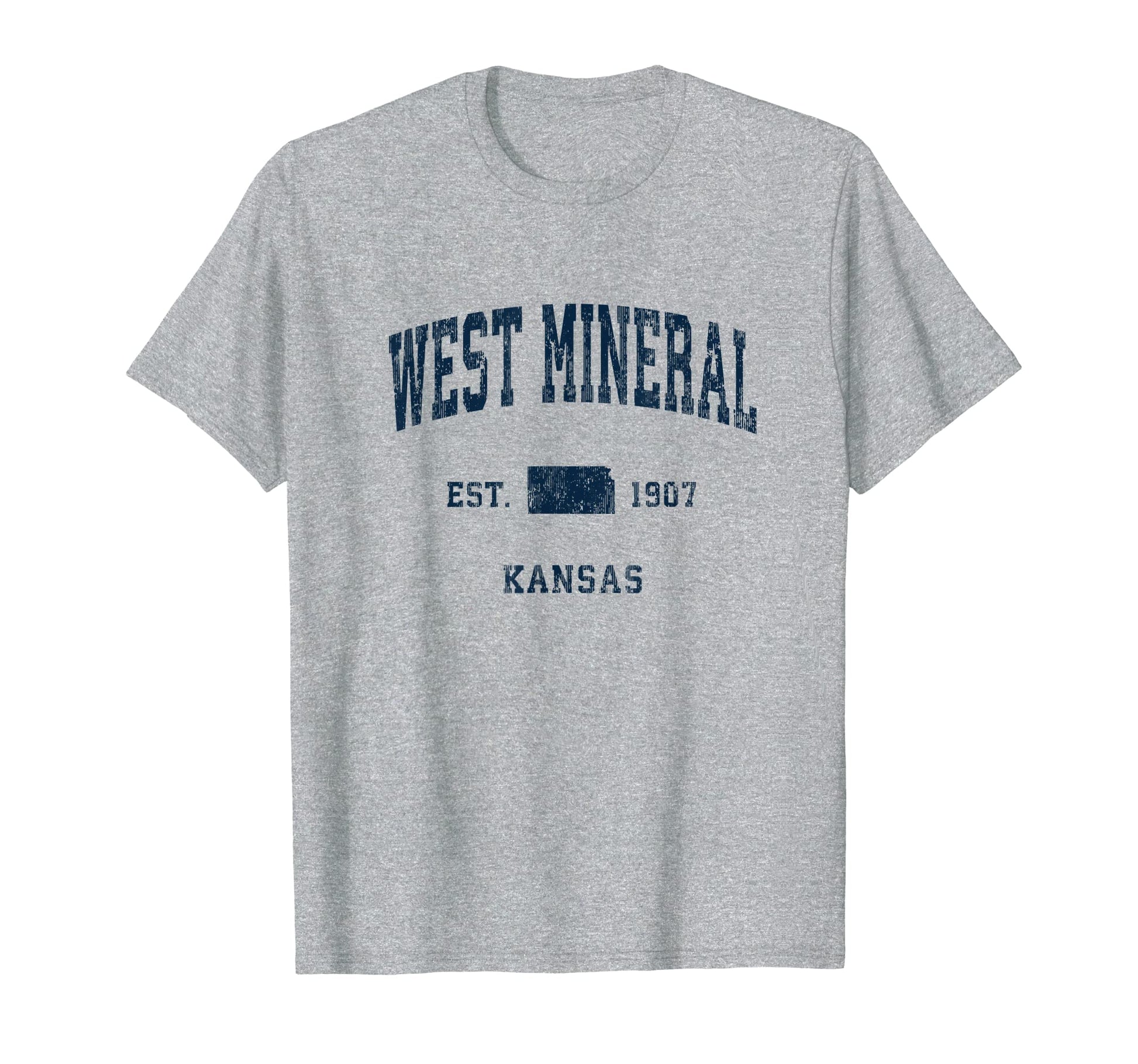 West Mineral Kansas Ks Athletic Navy T-Shirt - Minimalist Print for Adults - T-Shirt, Sweatshirt, Hoodie