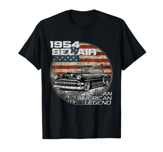 1954 54 Bel Air American Legend Flag T-Shirt - Novelty Apparel for Adults - T-Shirt, Sweatshirt, Hoodie