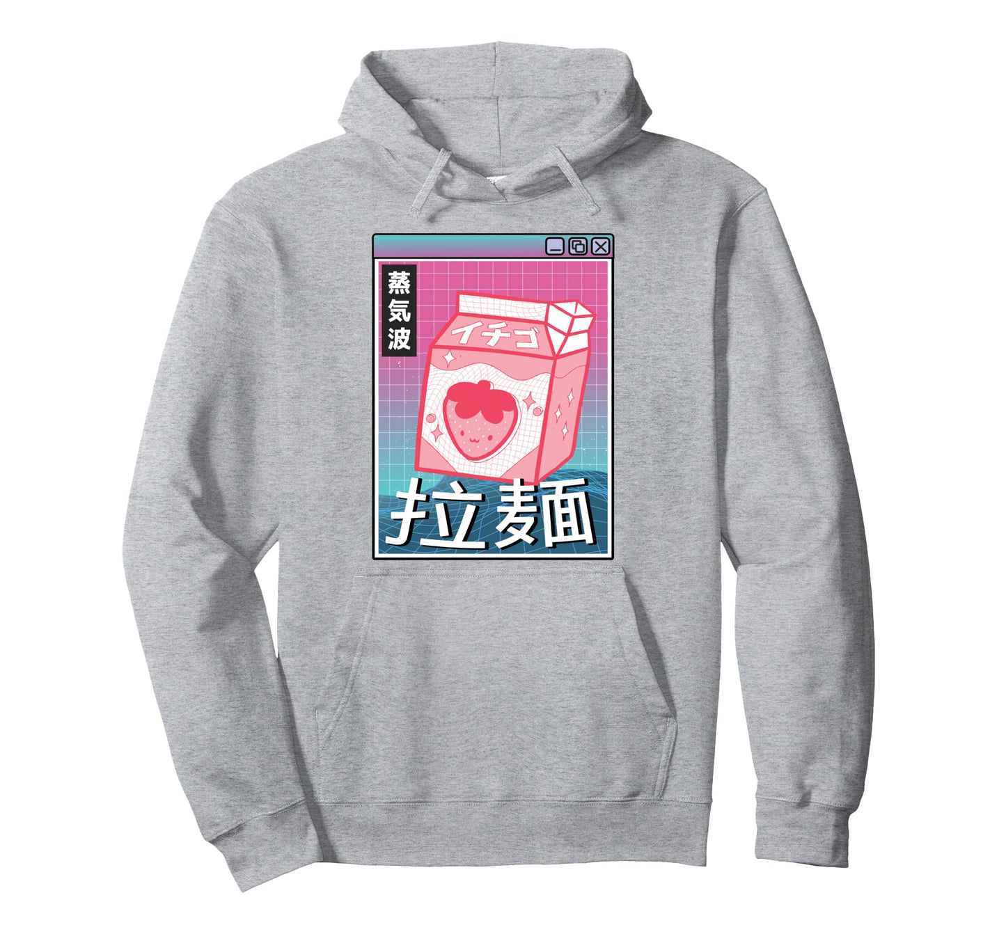 Strawberry Milk Carton Kawaii Grid Hoodie - Aesthetic Graphic for Adults - T-Shirt, Sweatshirt, Hoodie